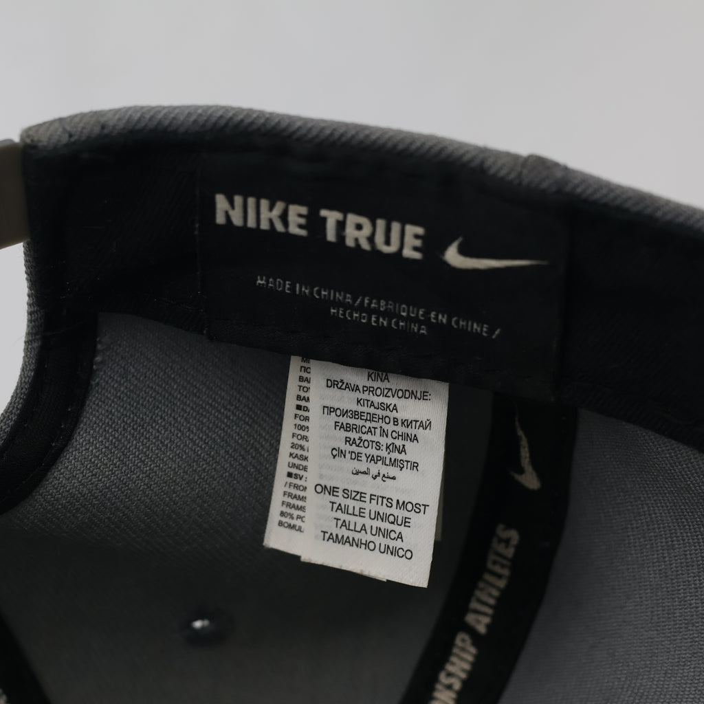 Thrifted Nike Spellout Flat Brim Cap | Adjustable Grey Snapback