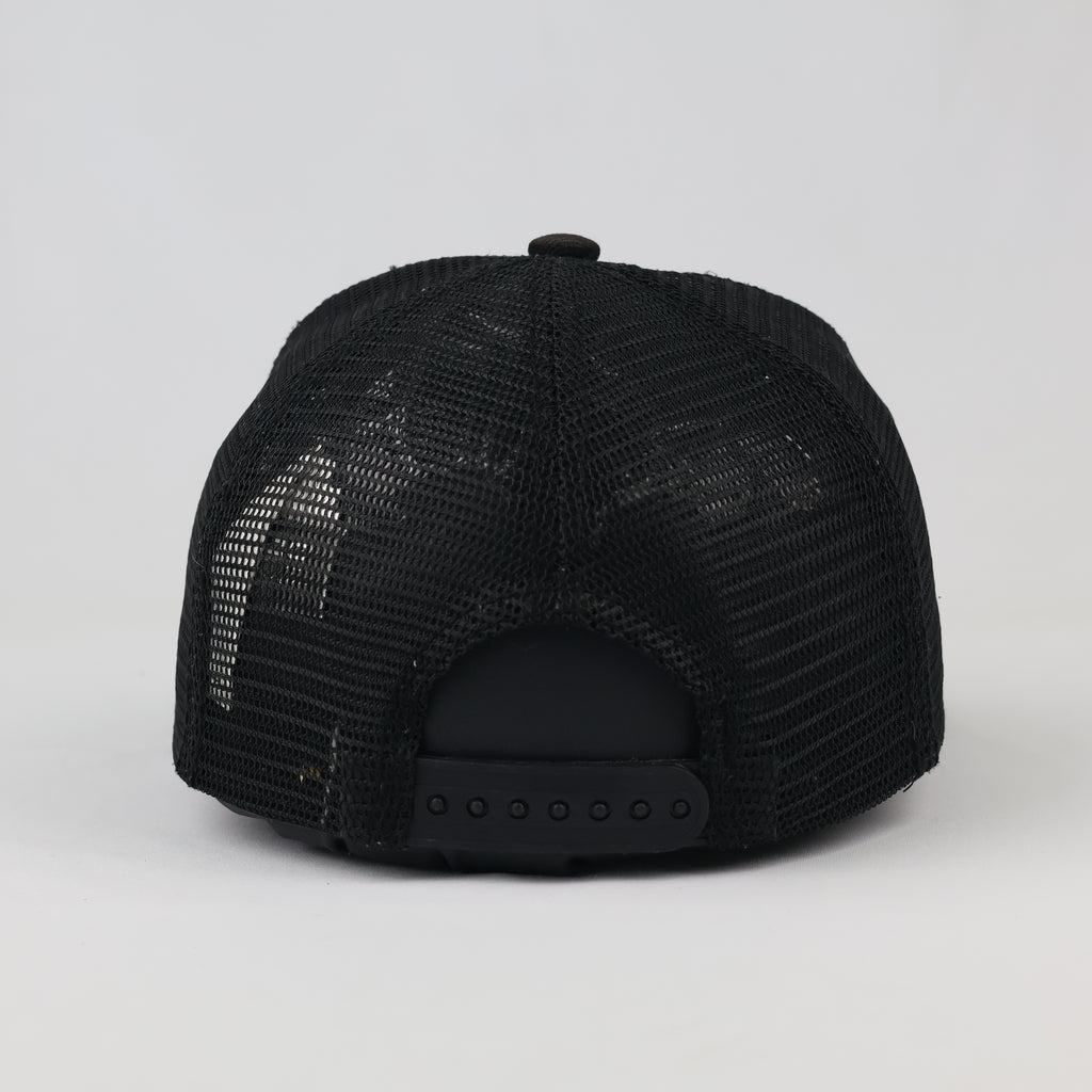 Vintage Page One White Tiger Print Trucker Cap - Black Mesh Snapback