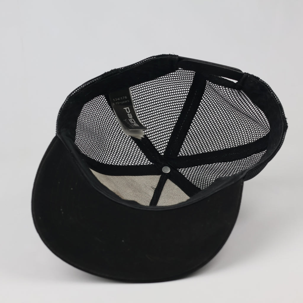 Vintage Page One White Tiger Print Trucker Cap - Black Mesh Snapback