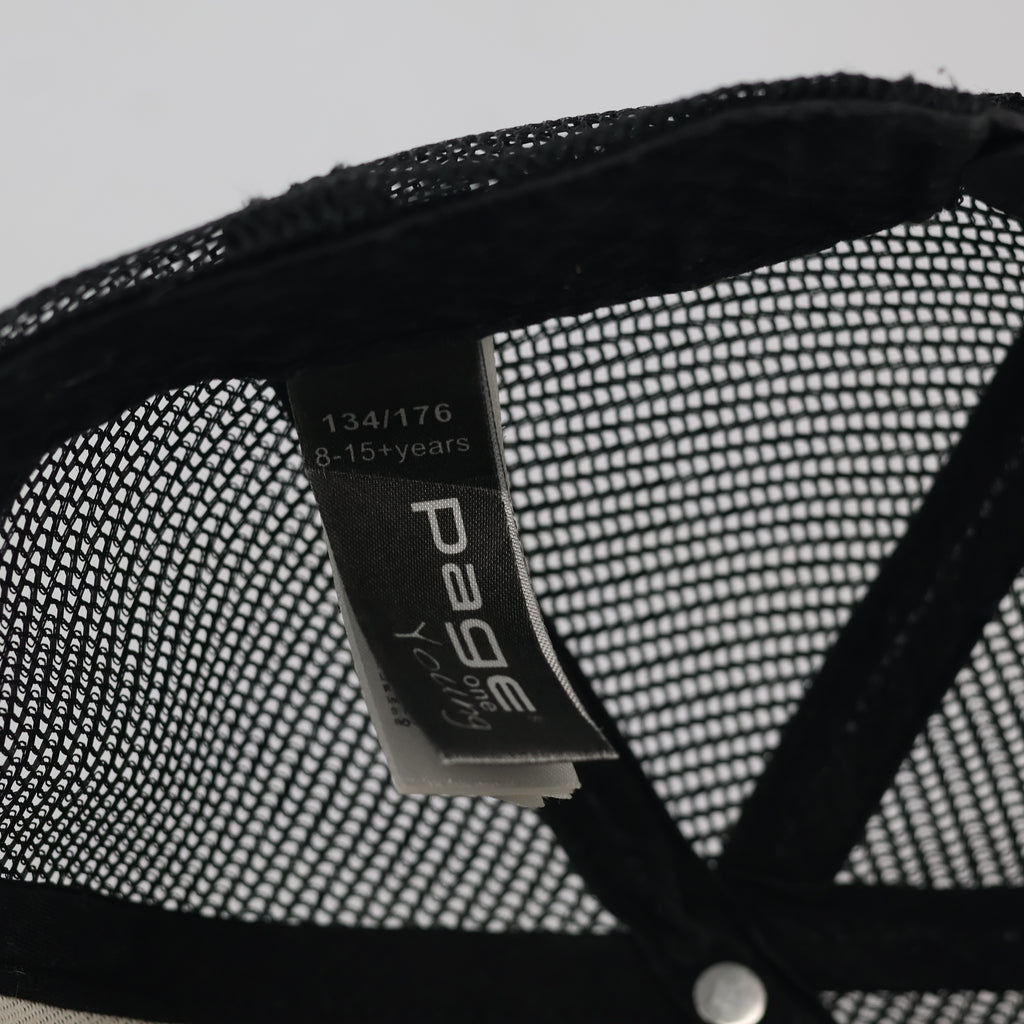 Vintage Page One White Tiger Print Trucker Cap - Black Mesh Snapback