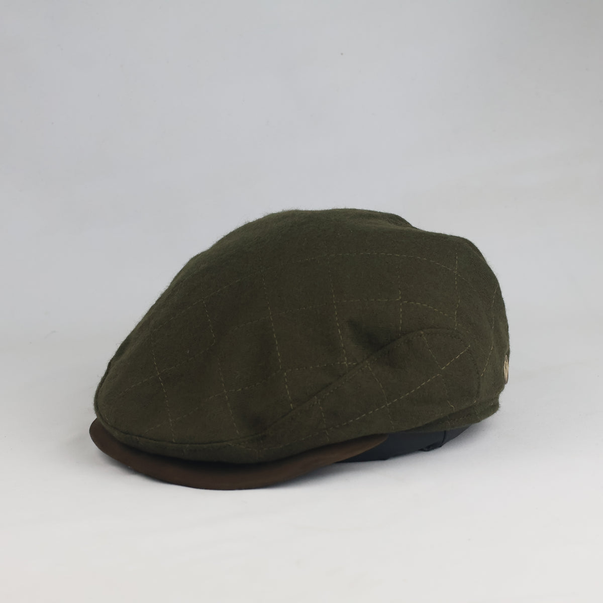 Thrifted Diamond Quilted Ivy Cap Green & Brown (56-57cm) | 10520