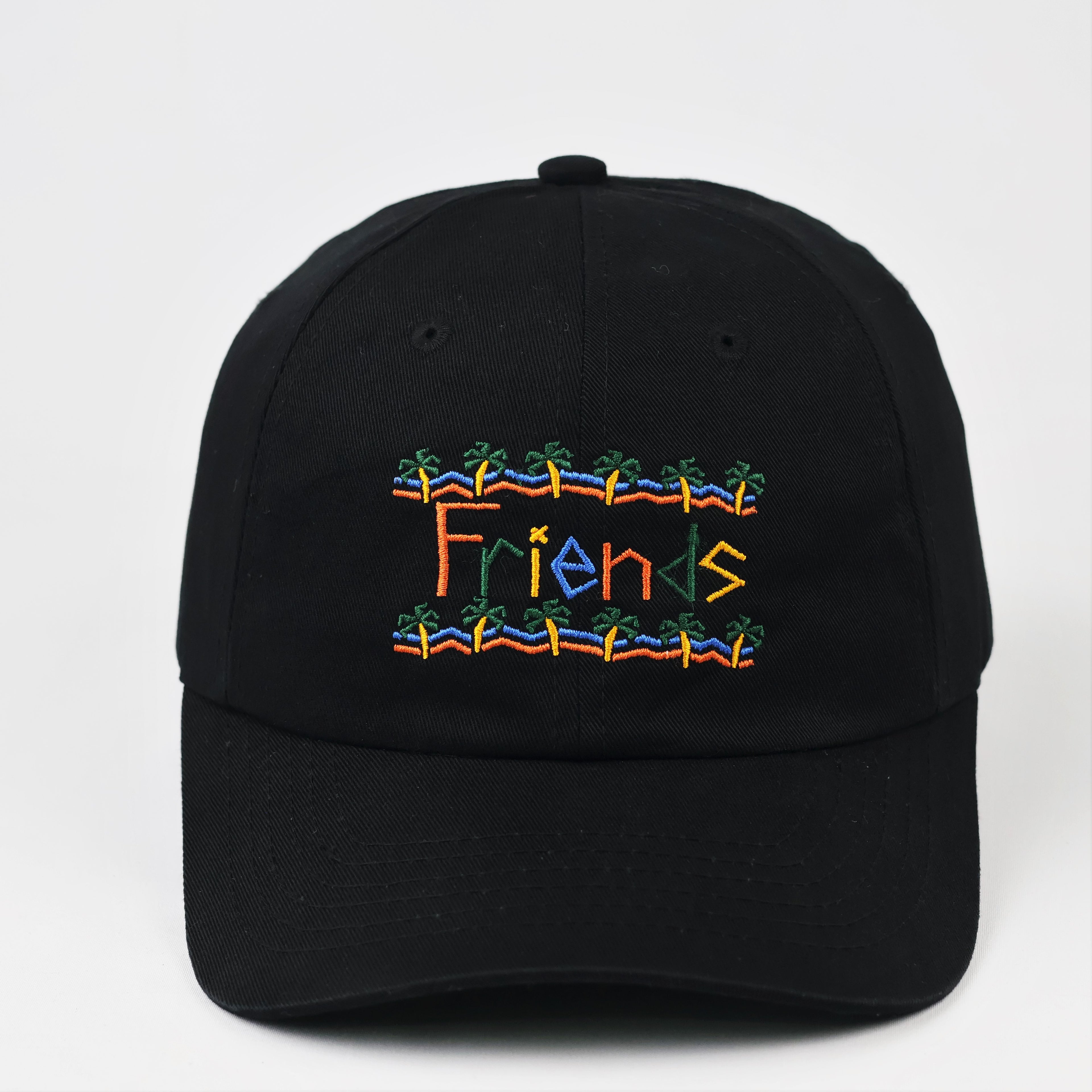 Vintage Dear Friend Multi-Color Embroidered Cap - Black Dad Hat