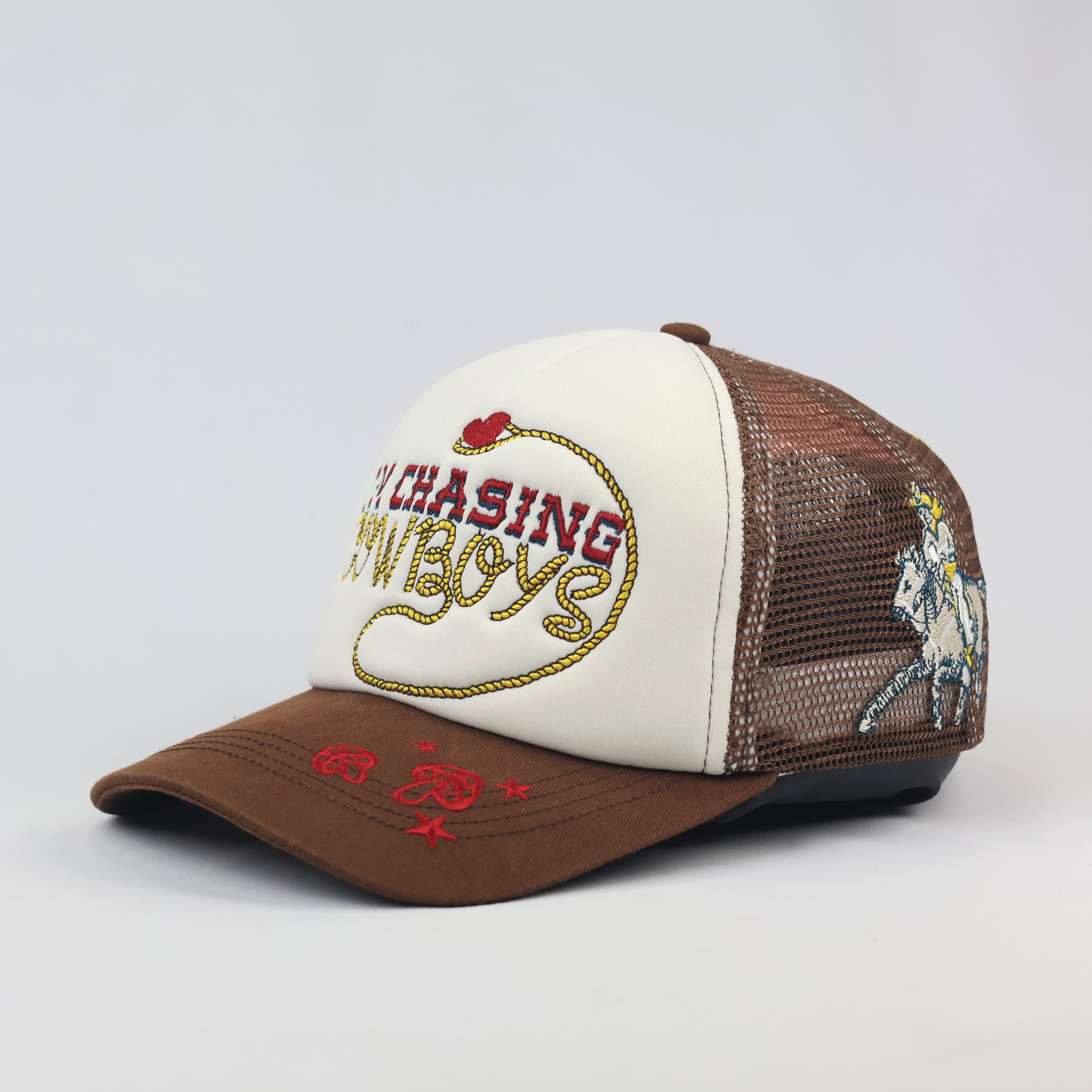 Unique Western Graphic Snapback – Embroidered Cowboy Trucker Cap