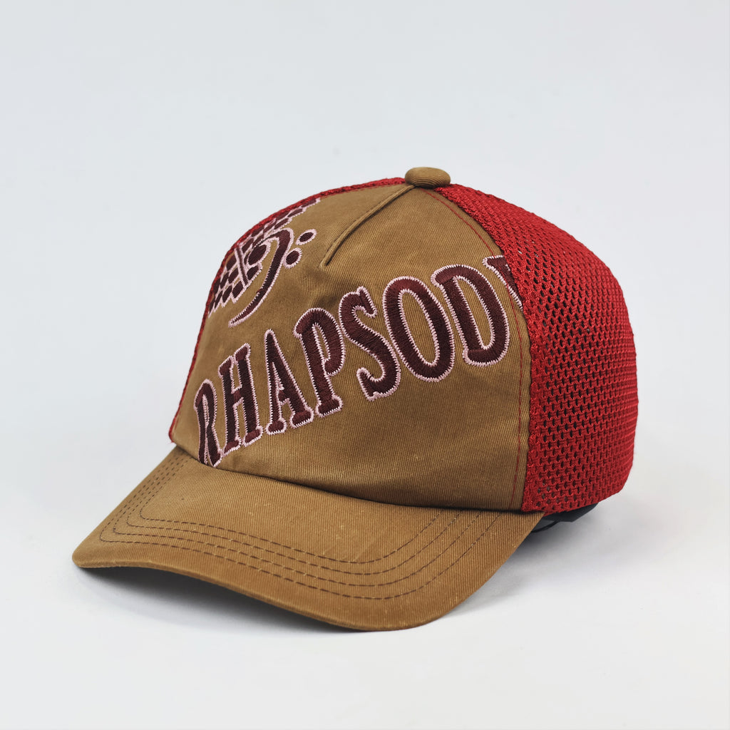 Rhapsody Music Logo Mesh Back Thrifted Cap – Adjustable Casual Hat