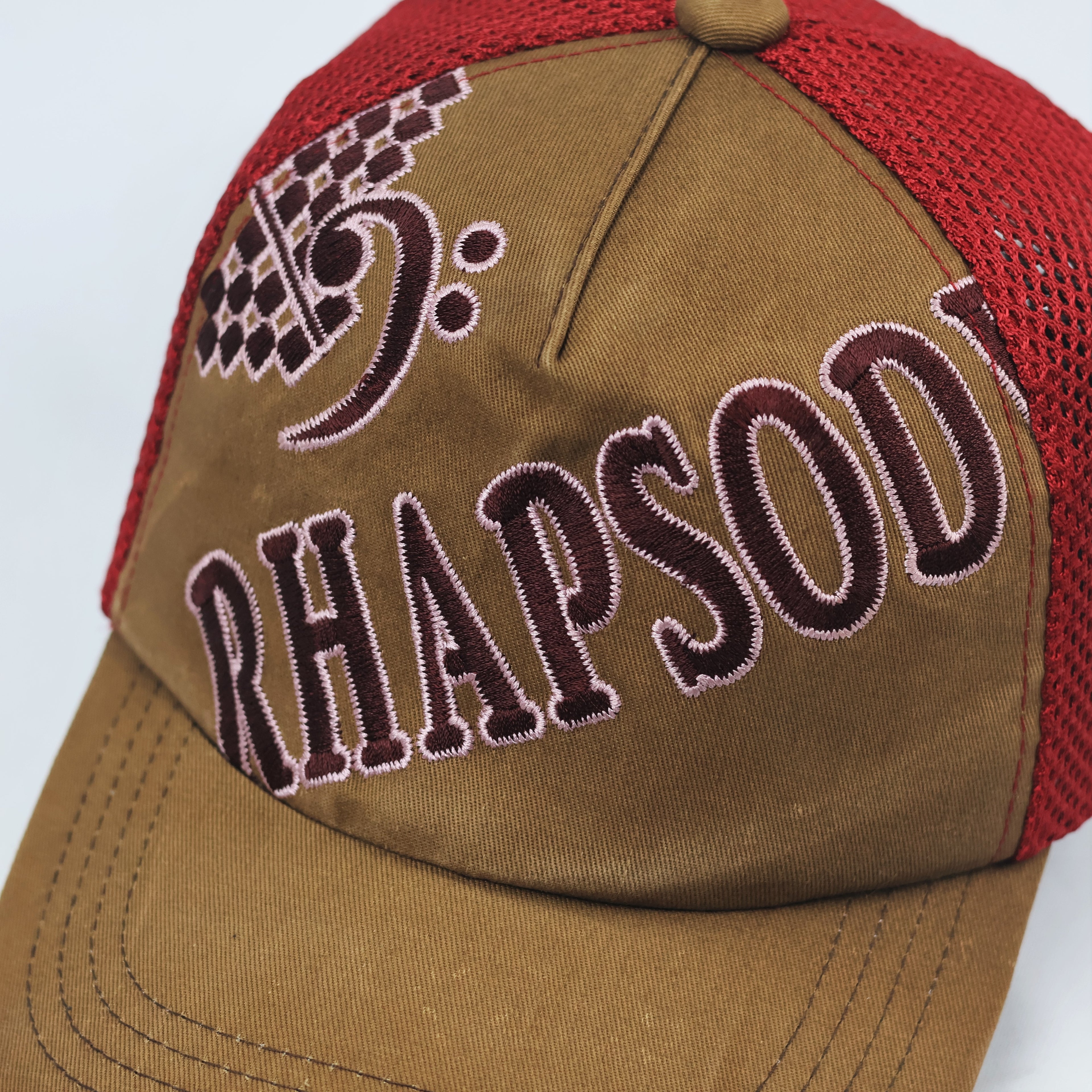 Rhapsody Music Logo Mesh Back Thrifted Cap – Adjustable Casual Hat