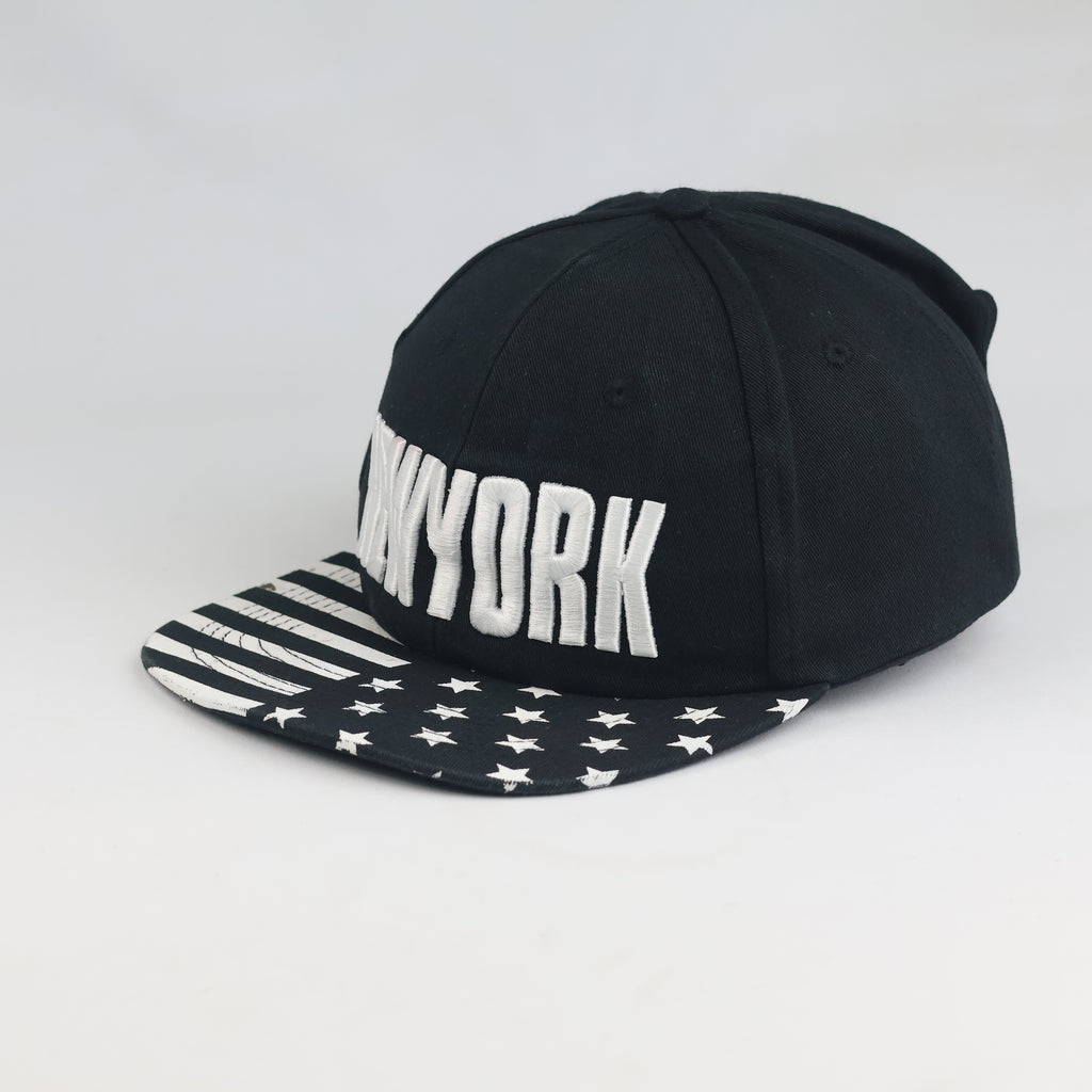 Thrifted Black New York USA Flag Brim Baseball Cap (58cm) | 10501