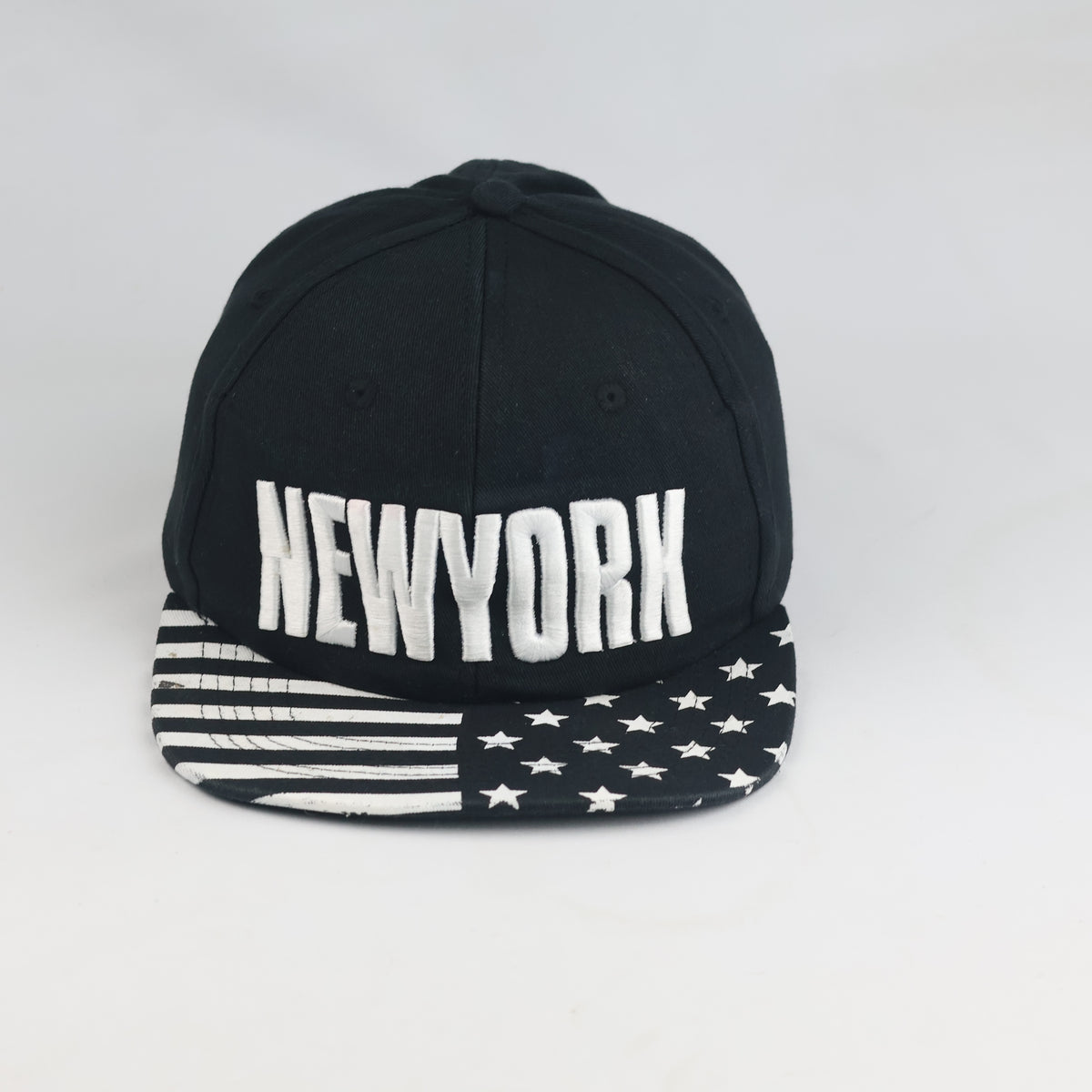 Thrifted Black New York USA Flag Brim Baseball Cap (58cm) | 10501