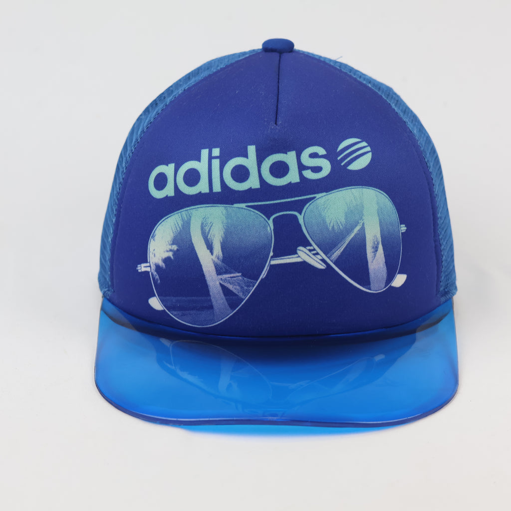 Unisex Adidas Neo Blue Thrifted Trucker Hat with Transparent Visor