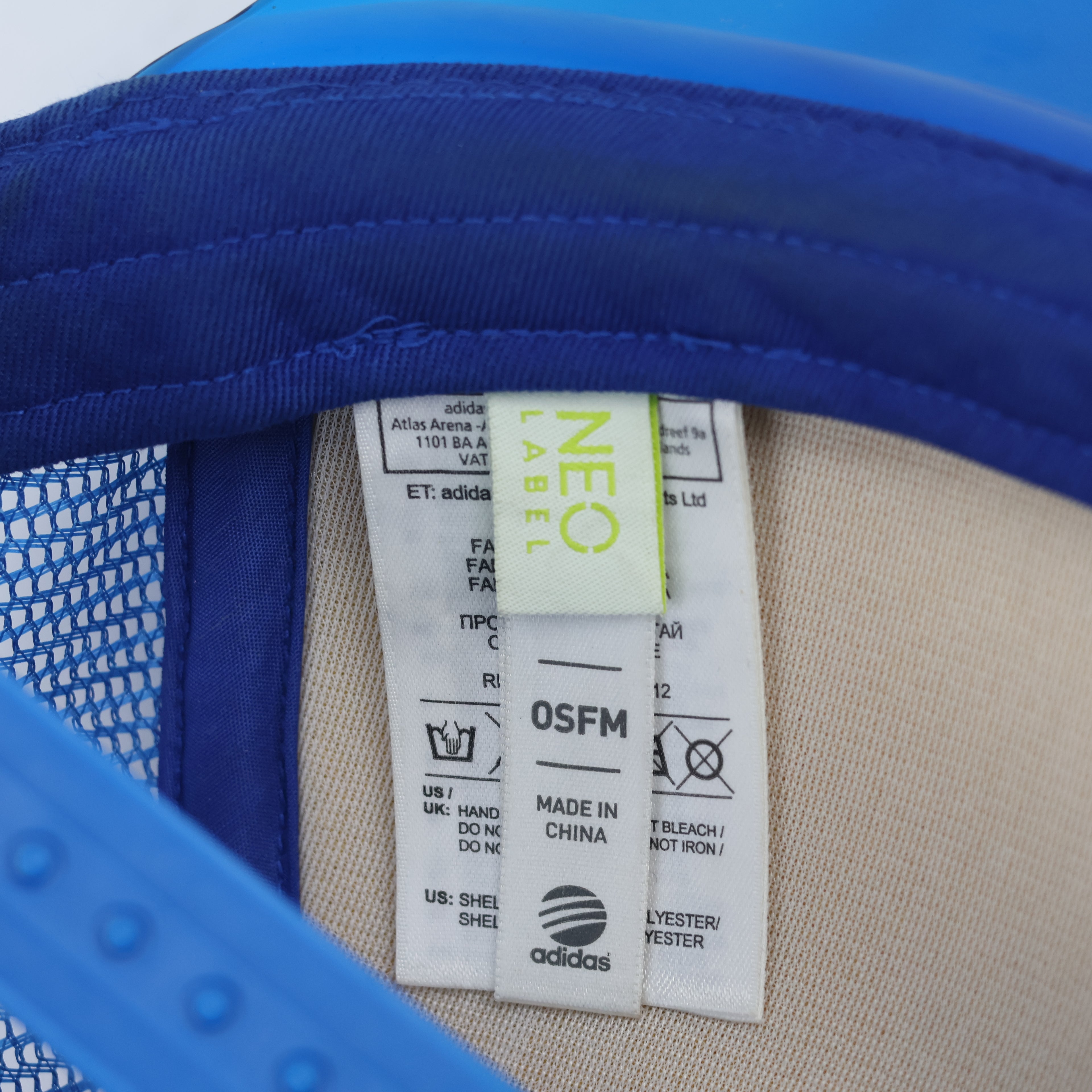 Unisex Adidas Neo Blue Thrifted Trucker Hat with Transparent Visor