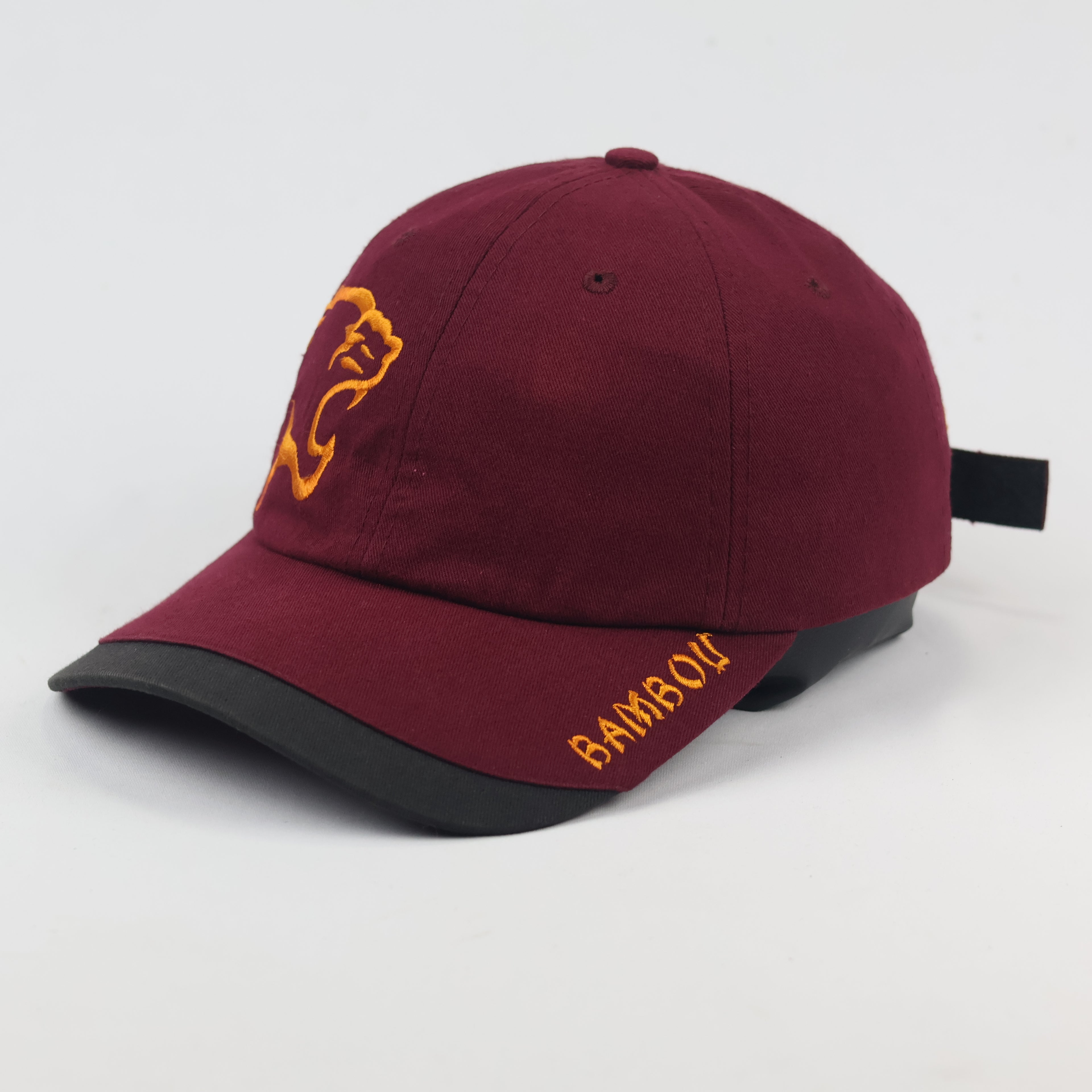 Burgundy Bambou Embroidered Cap – Big Cat Logo Baseball Hat