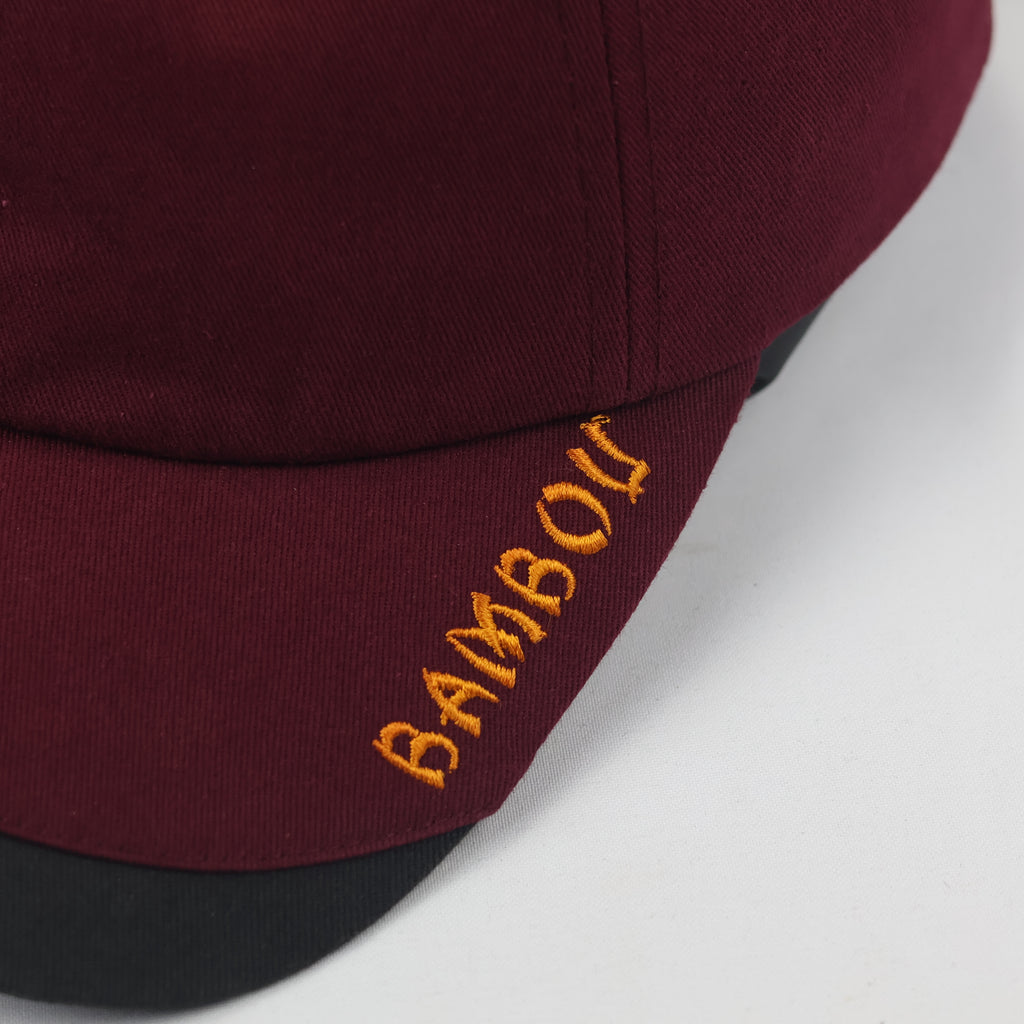 Burgundy Bambou Embroidered Cap – Big Cat Logo Baseball Hat