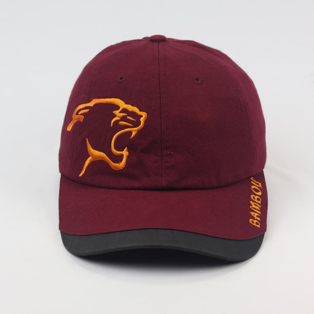 Burgundy Bambou Embroidered Cap – Big Cat Logo Baseball Hat