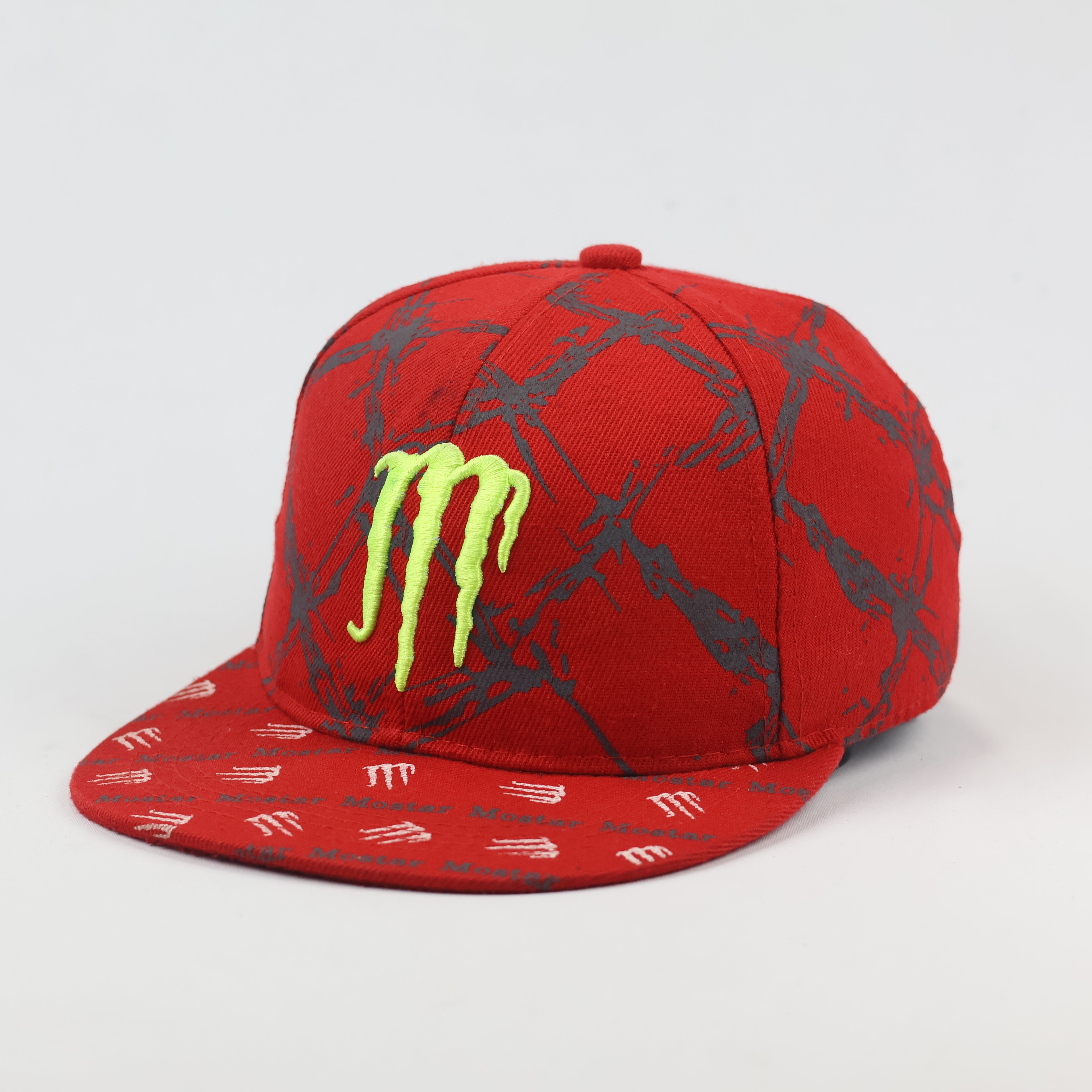 Red Monster Claw Graphic Hat – Adjustable Streetwear Thrifted Baseball Cap