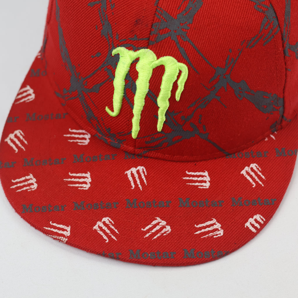 Red Monster Claw Graphic Hat – Adjustable Streetwear Thrifted Baseball Cap