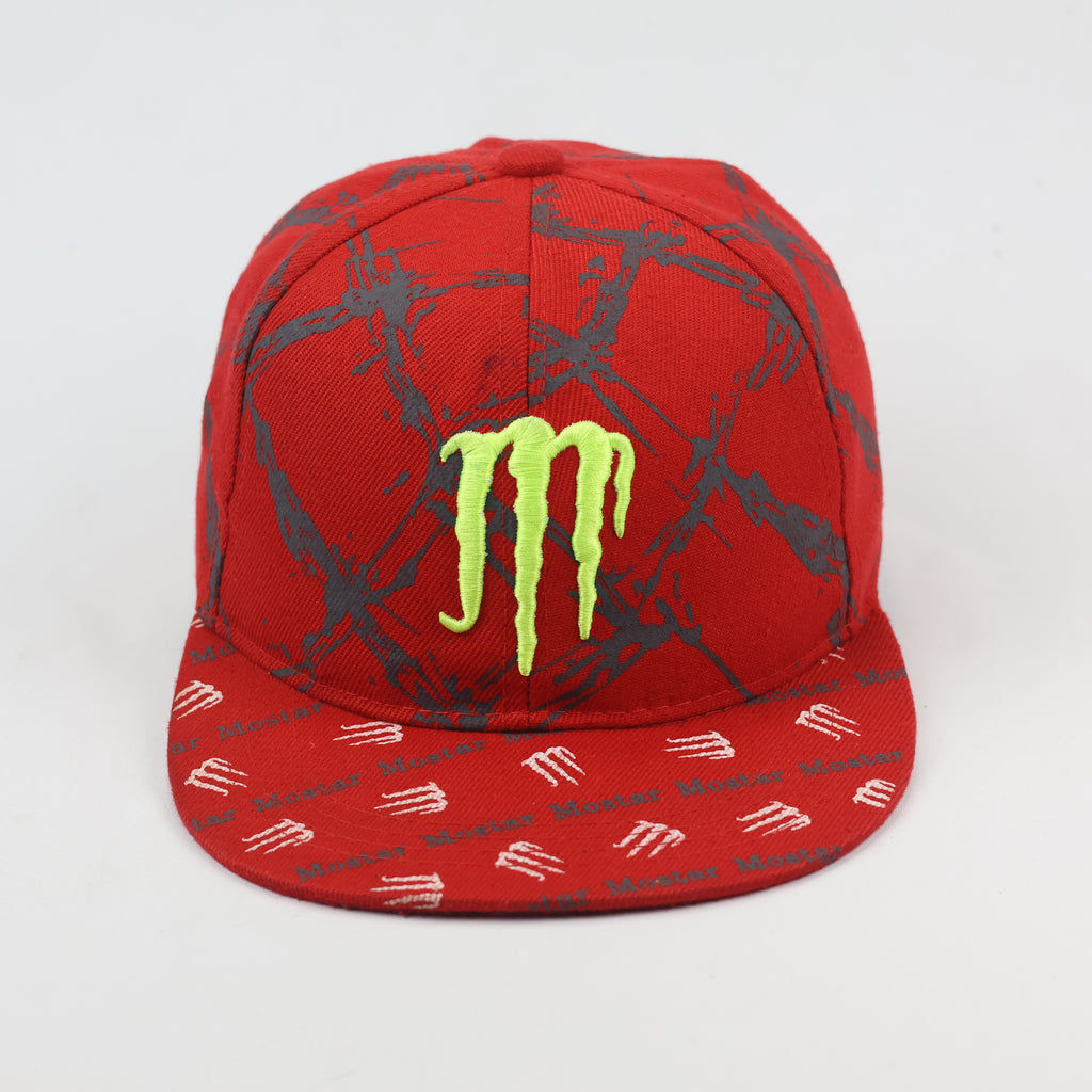 Red Monster Claw Graphic Hat – Adjustable Streetwear Thrifted Baseball Cap