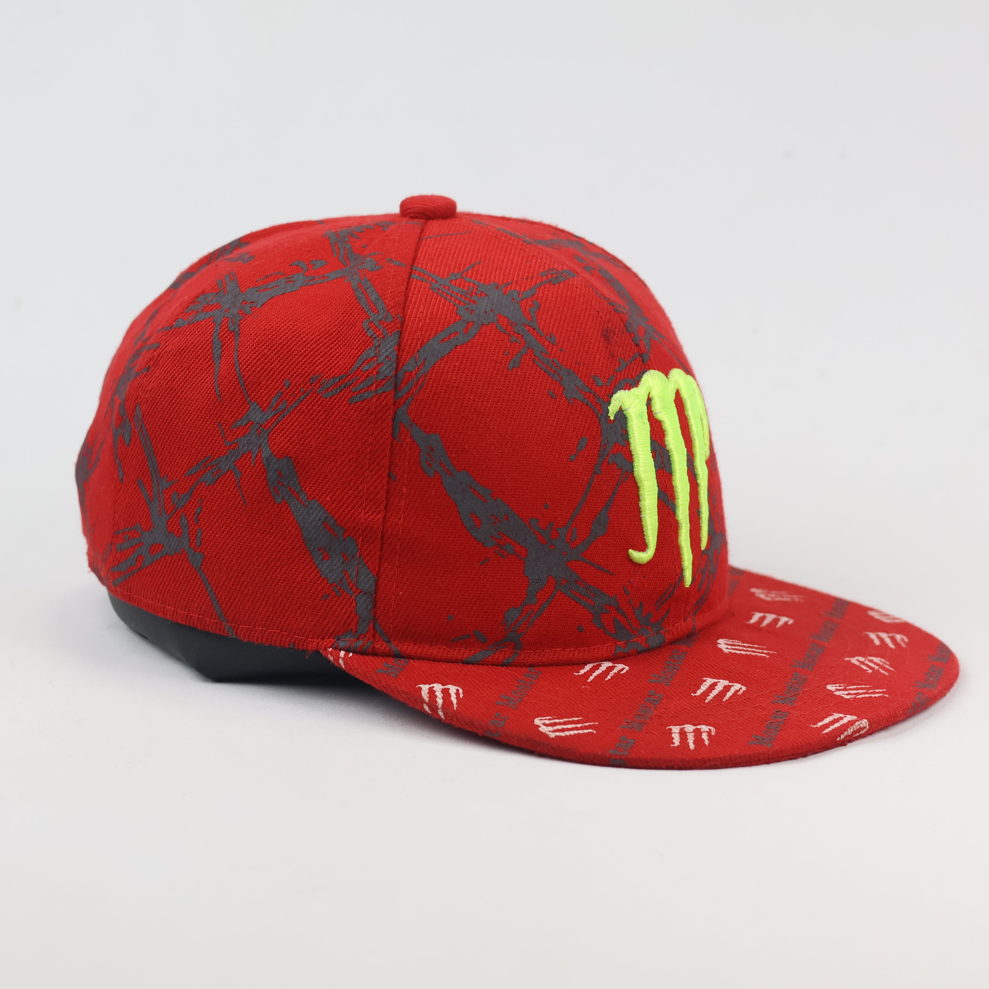 Red Monster Claw Graphic Hat – Adjustable Streetwear Thrifted Baseball Cap
