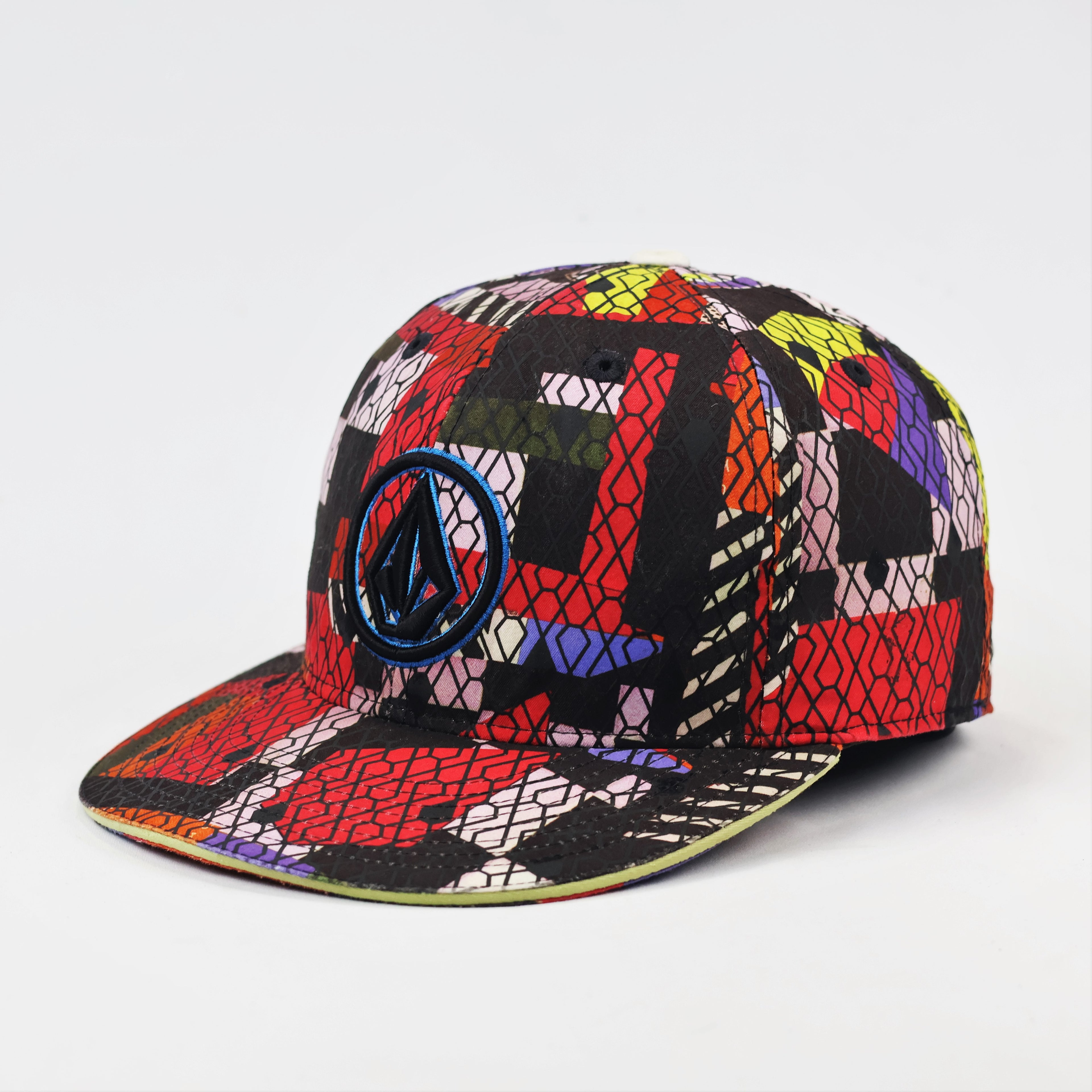 Volcom Multi-Color Geometric Pattern Fitted Cap Size 7 1/4