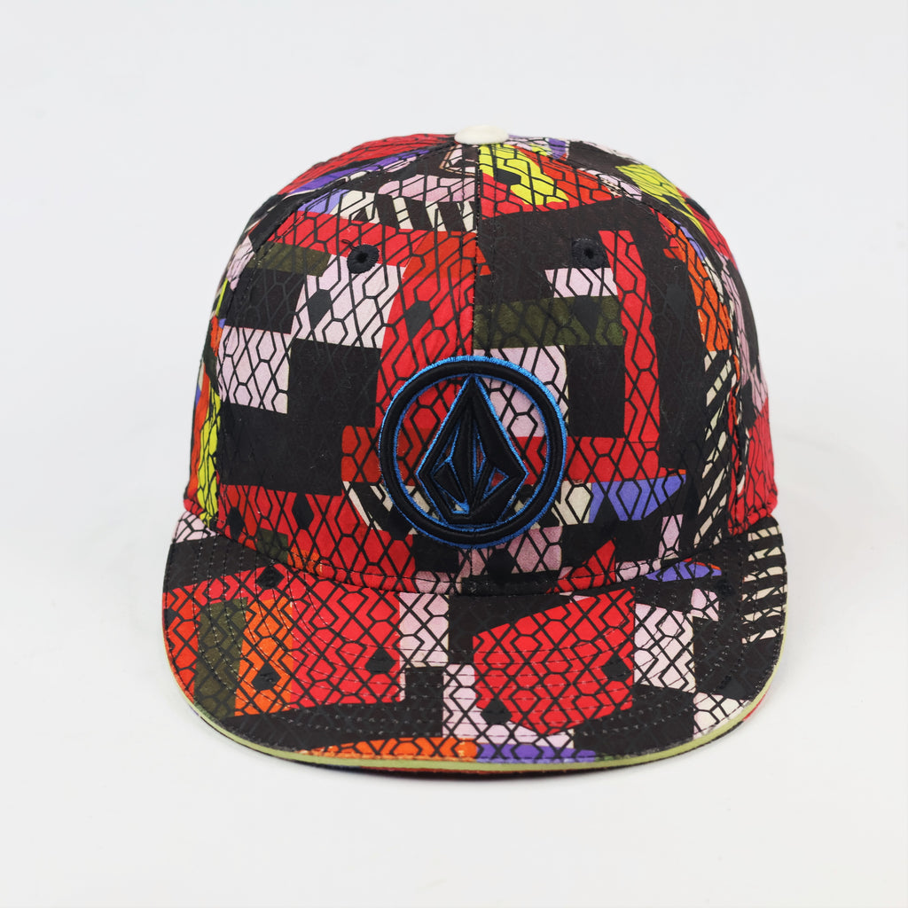 Volcom Multi-Color Geometric Pattern Fitted Cap Size 7 1/4
