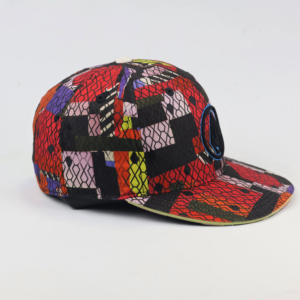 Volcom Multi-Color Geometric Pattern Fitted Cap Size 7 1/4