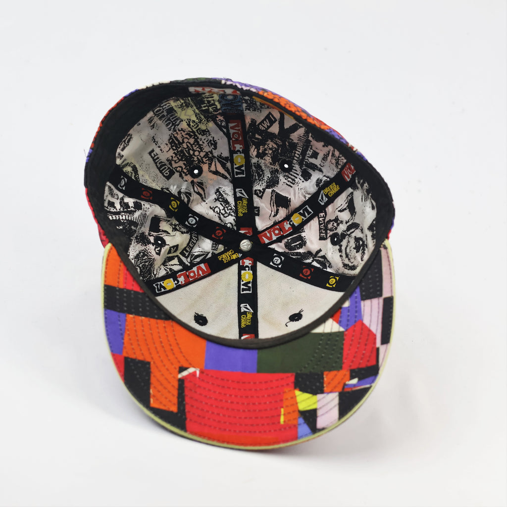Volcom Multi-Color Geometric Pattern Fitted Cap Size 7 1/4