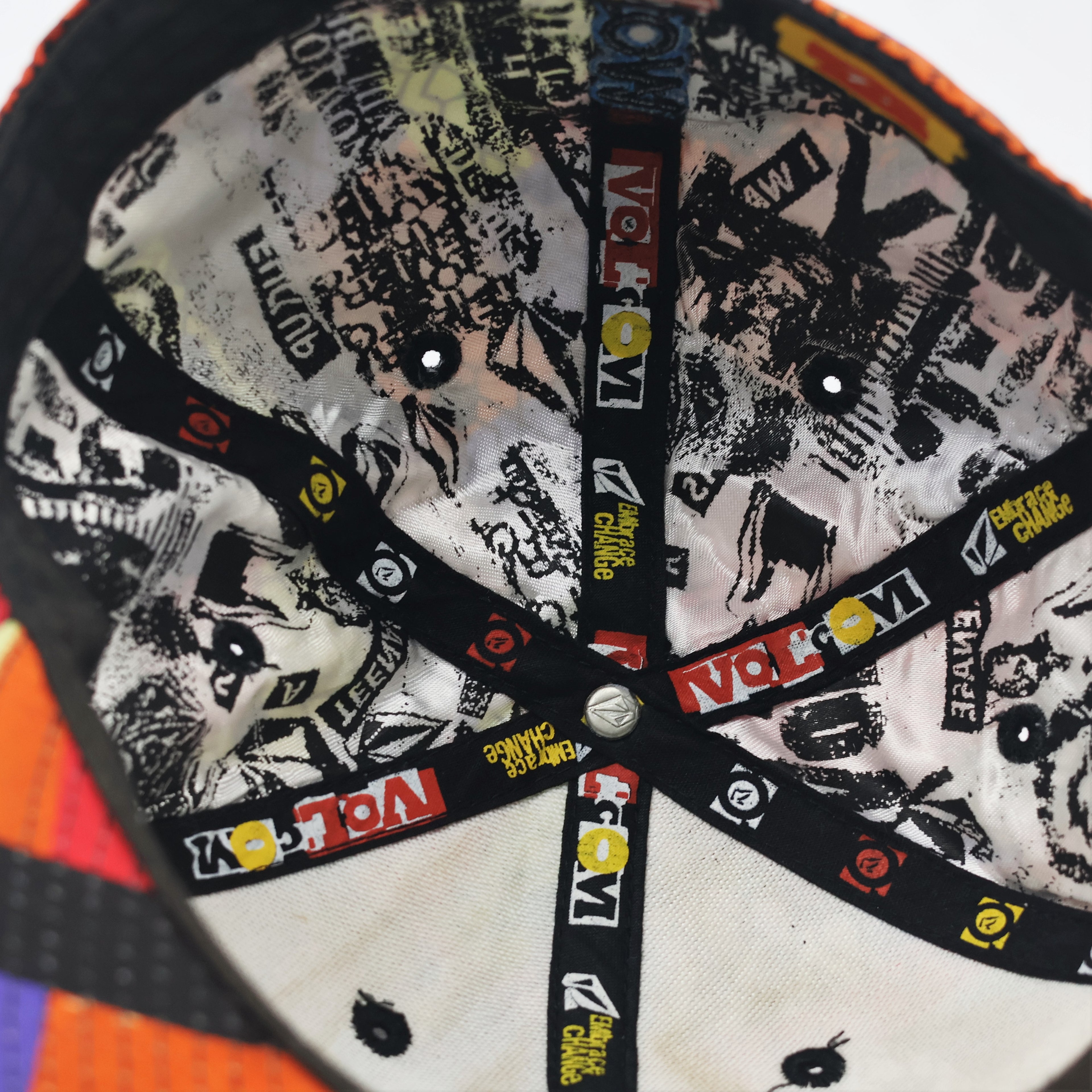 Volcom Multi-Color Geometric Pattern Fitted Cap Size 7 1/4