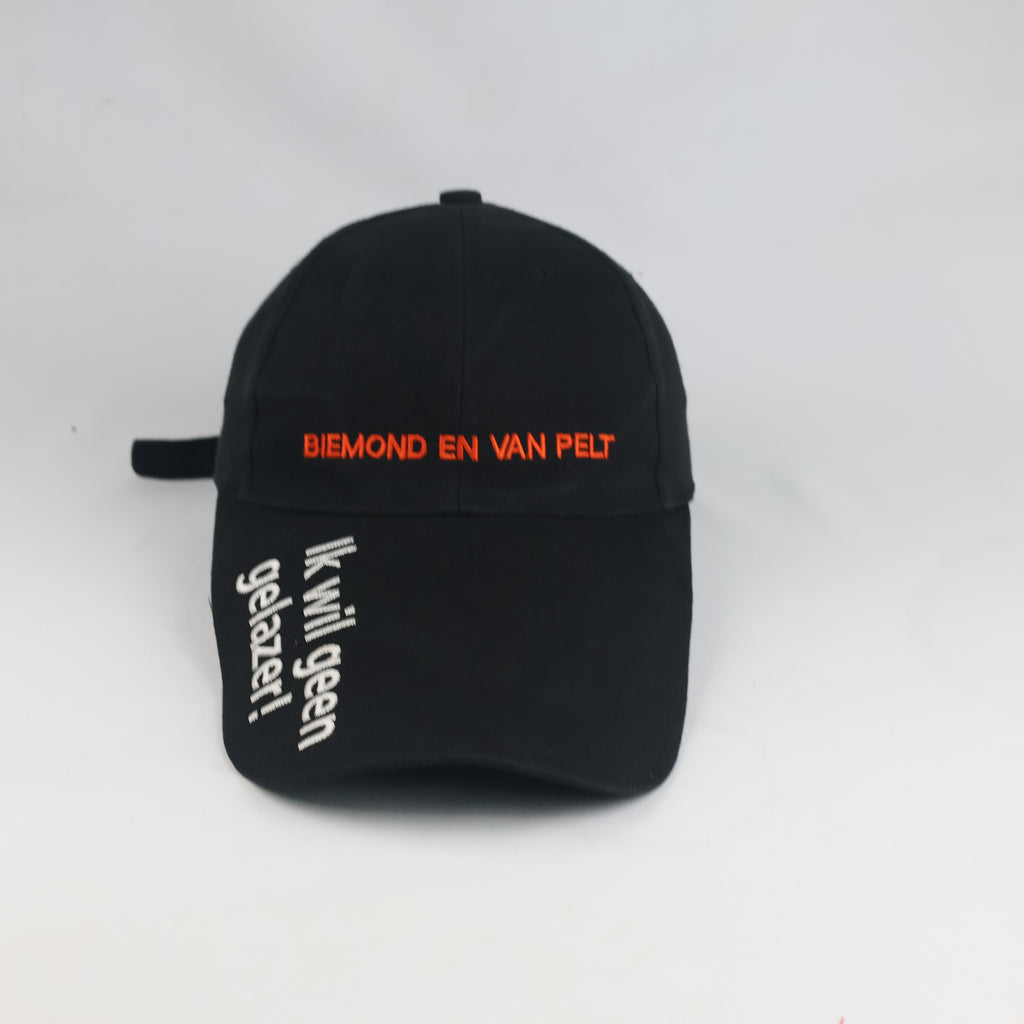 Black "Ik wil geen gelazer!" Brushed Cotton Strapback Cap | 10516