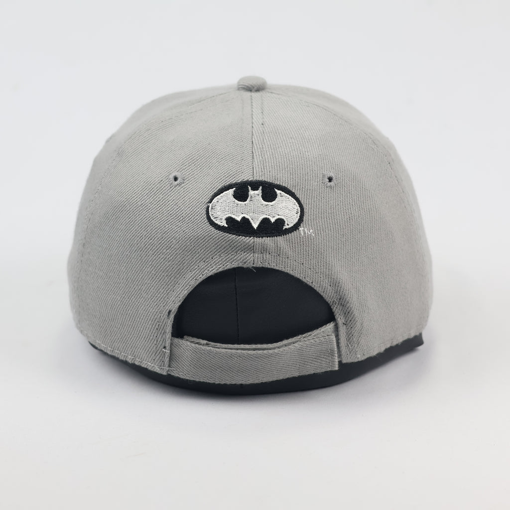 Batman Dripping Logo Thrifted Baseball Cap – Grey Graphic Snapback