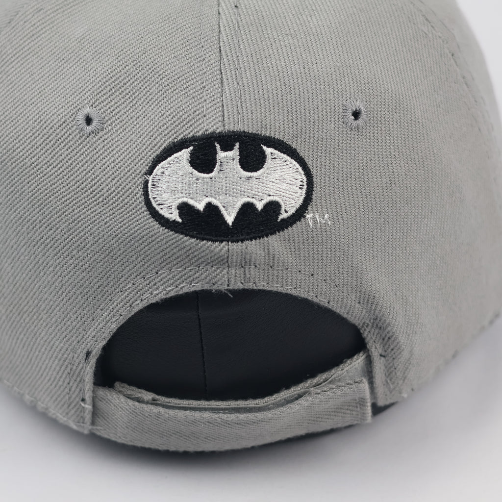 Batman Dripping Logo Thrifted Baseball Cap – Grey Graphic Snapback