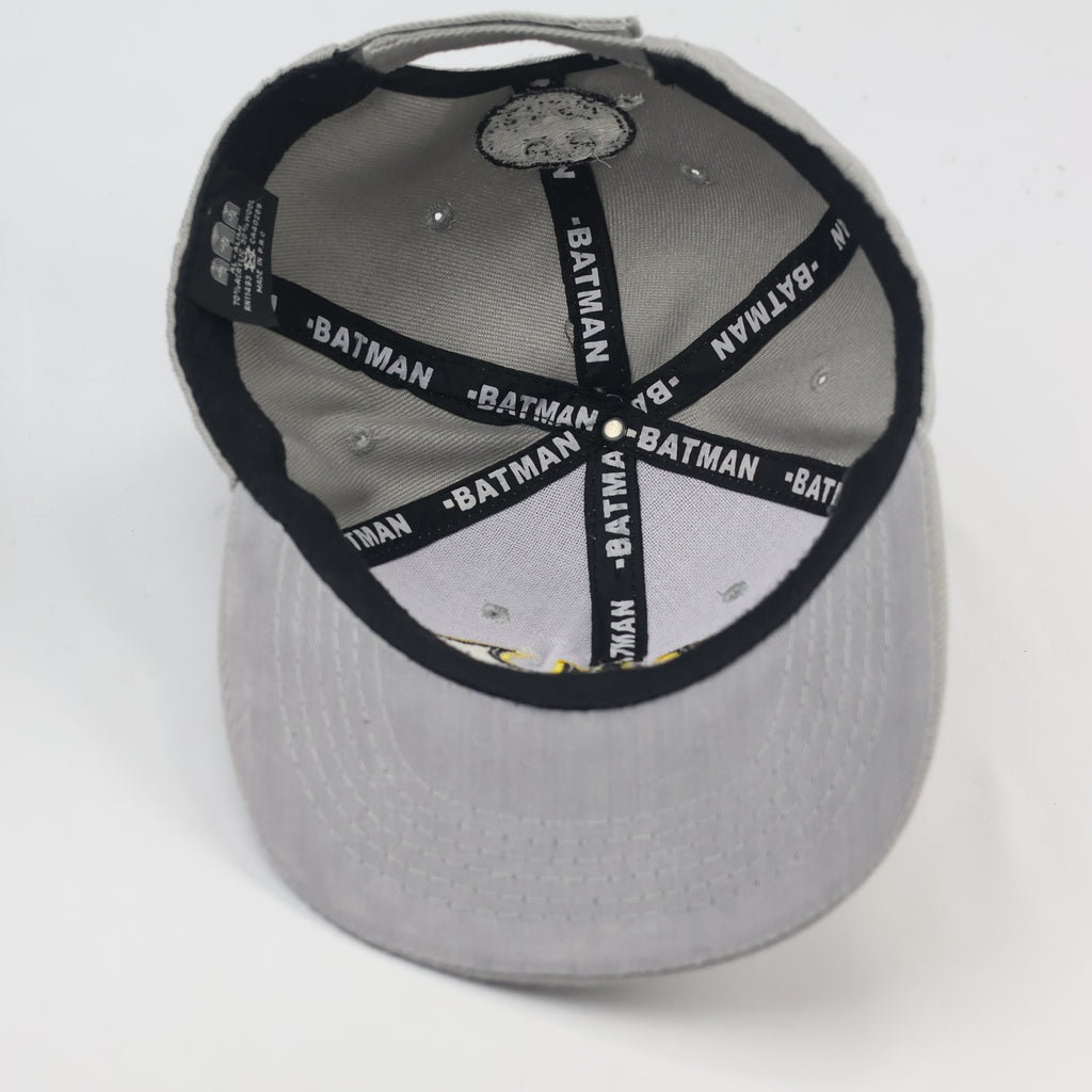 Batman Dripping Logo Thrifted Baseball Cap – Grey Graphic Snapback