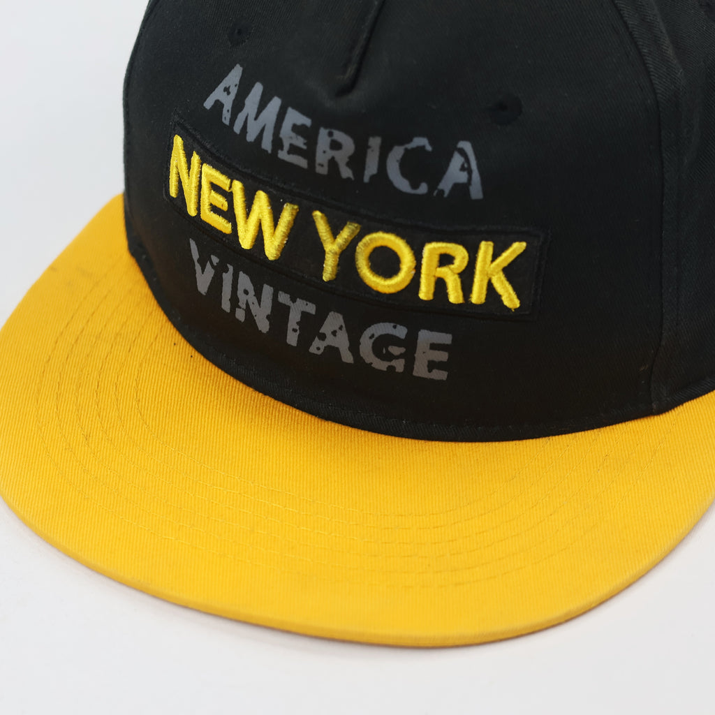 America New York Vintage Thrifted Baseball Hat – Adjustable Yellow Brim Snapback