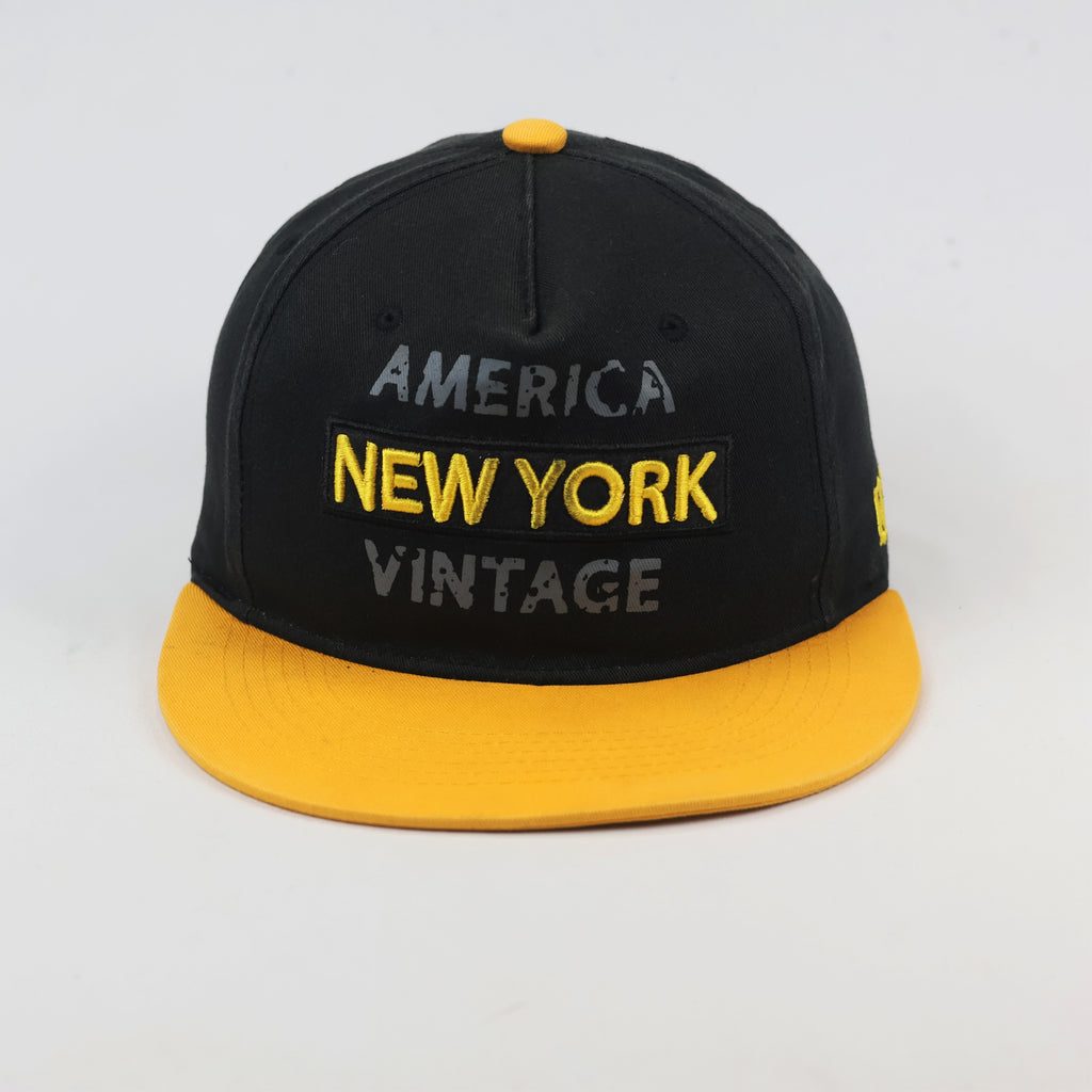 America New York Vintage Thrifted Baseball Hat – Adjustable Yellow Brim Snapback