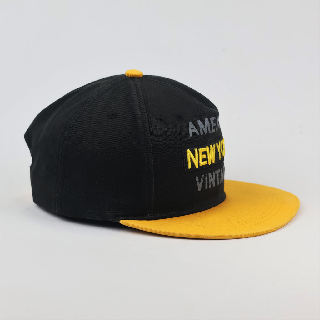 America New York Vintage Thrifted Baseball Hat – Adjustable Yellow Brim Snapback