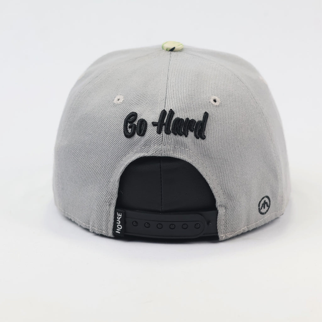 Streetwear Grey Floral Thrifted Snapback Cap - Unisex "Sick" Embroidery