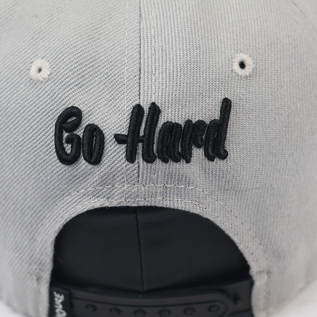 Streetwear Grey Floral Thrifted Snapback Cap - Unisex "Sick" Embroidery