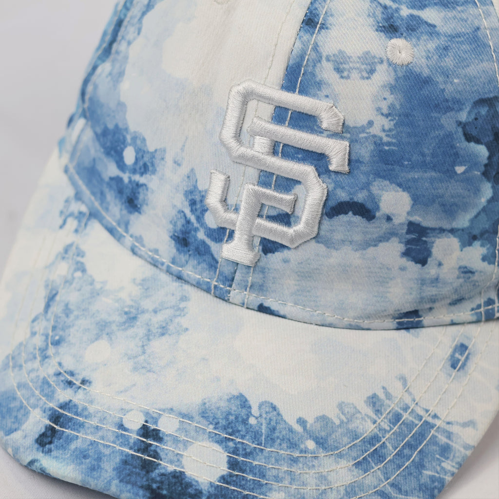 Vintage Style SF Tie-Dye Baseball Cap – Blue & White Adjustable Hat
