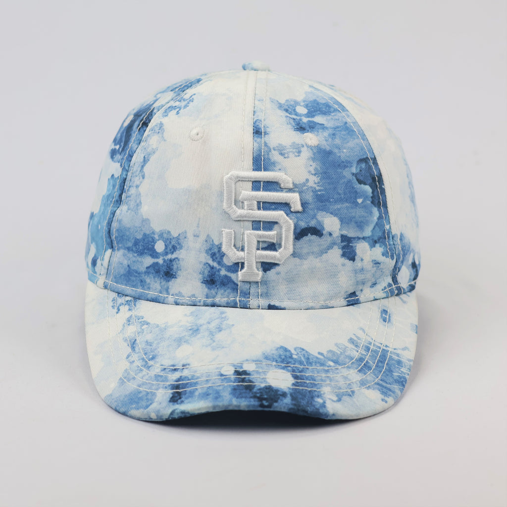 Vintage Style SF Tie-Dye Baseball Cap – Blue & White Adjustable Hat