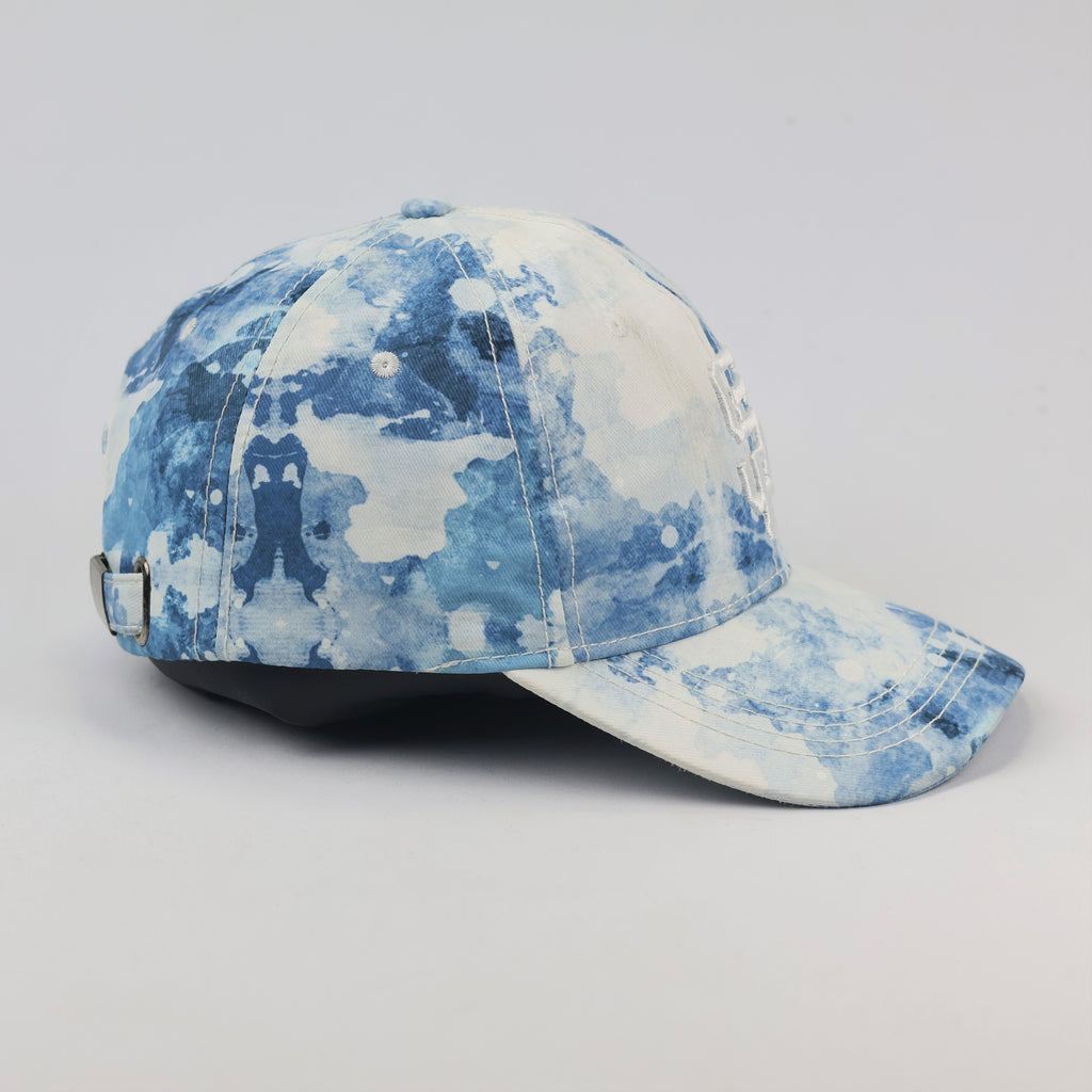 Vintage Style SF Tie-Dye Baseball Cap – Blue & White Adjustable Hat