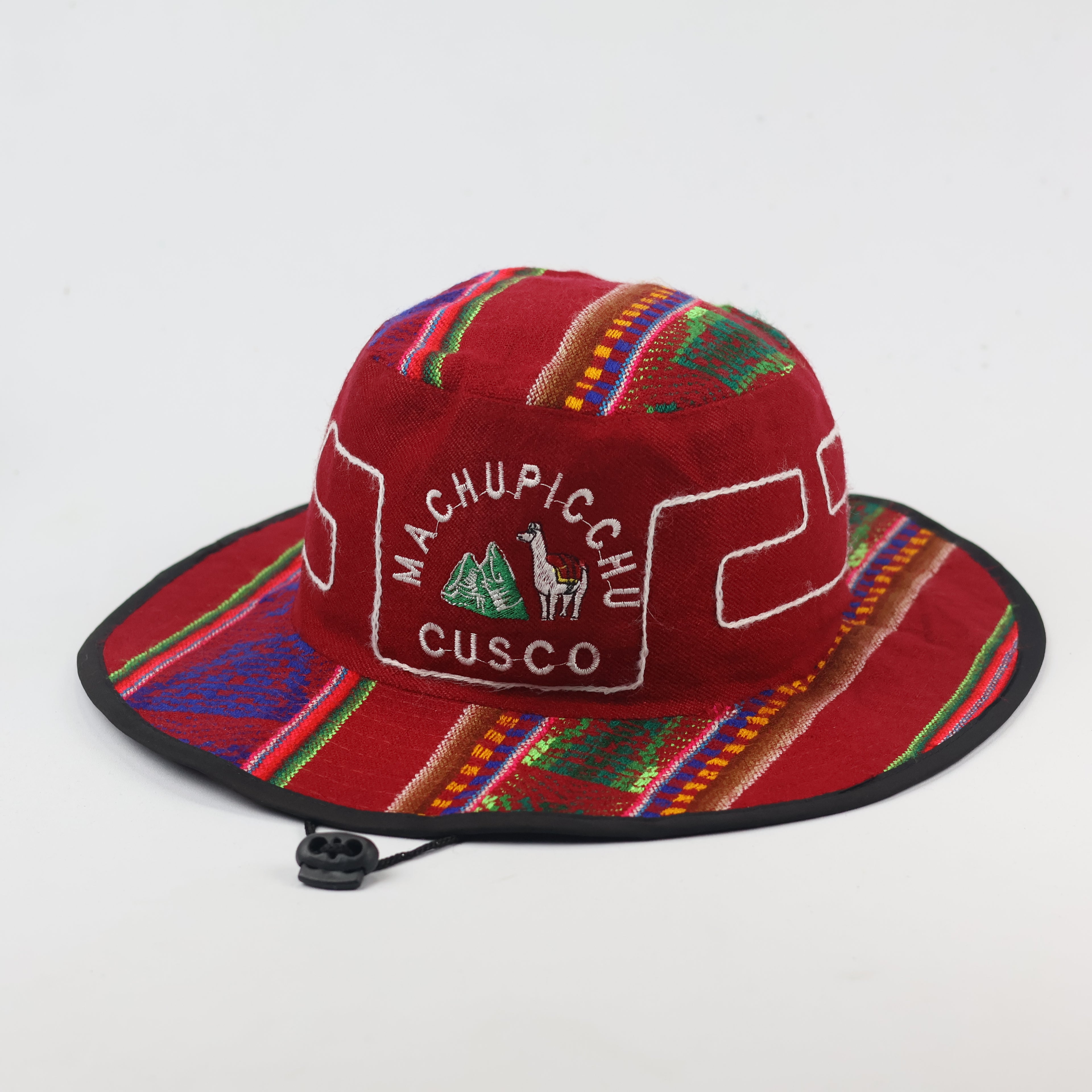 Andean Pattern Machu Picchu Sun Hat – Red Boho Waterproof Bucket Hat