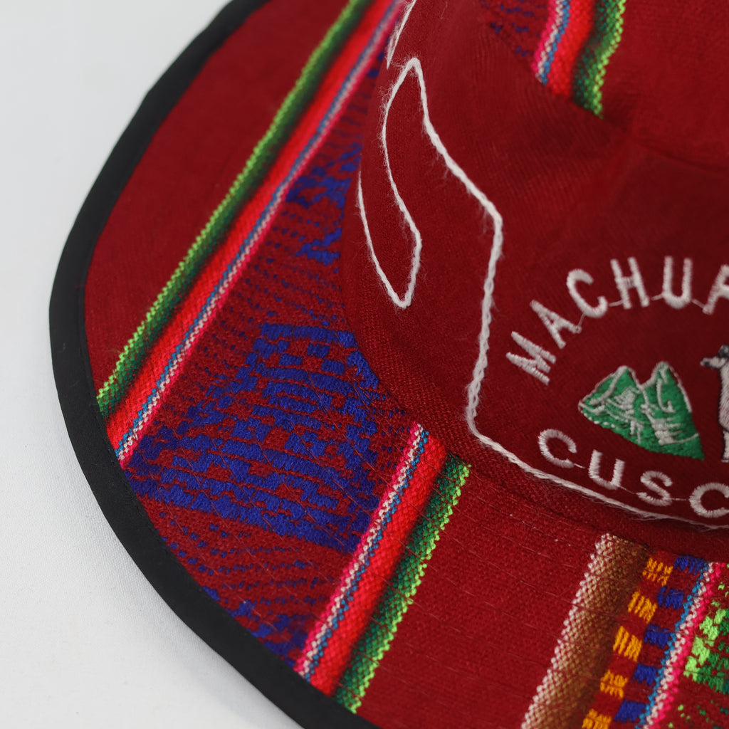 Andean Pattern Machu Picchu Sun Hat – Red Boho Waterproof Bucket Hat