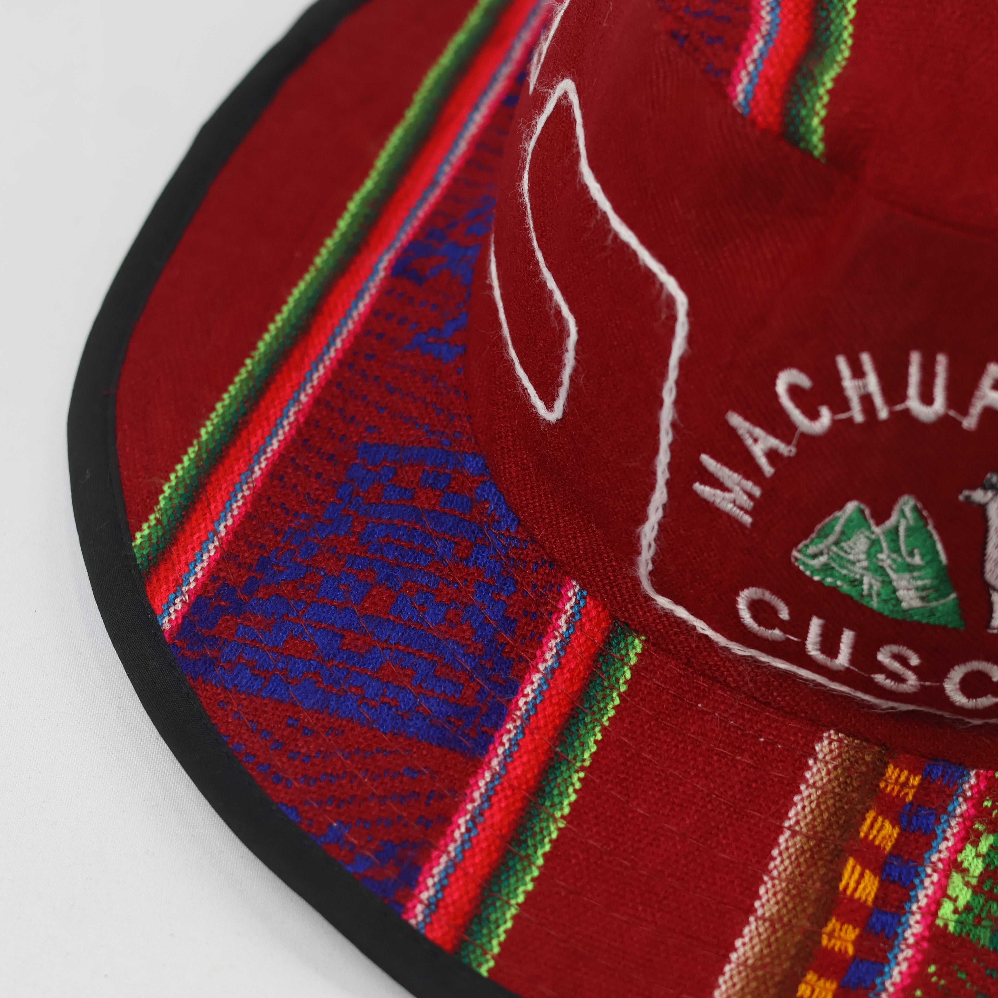 Andean Pattern Machu Picchu Sun Hat – Red Boho Waterproof Bucket Hat