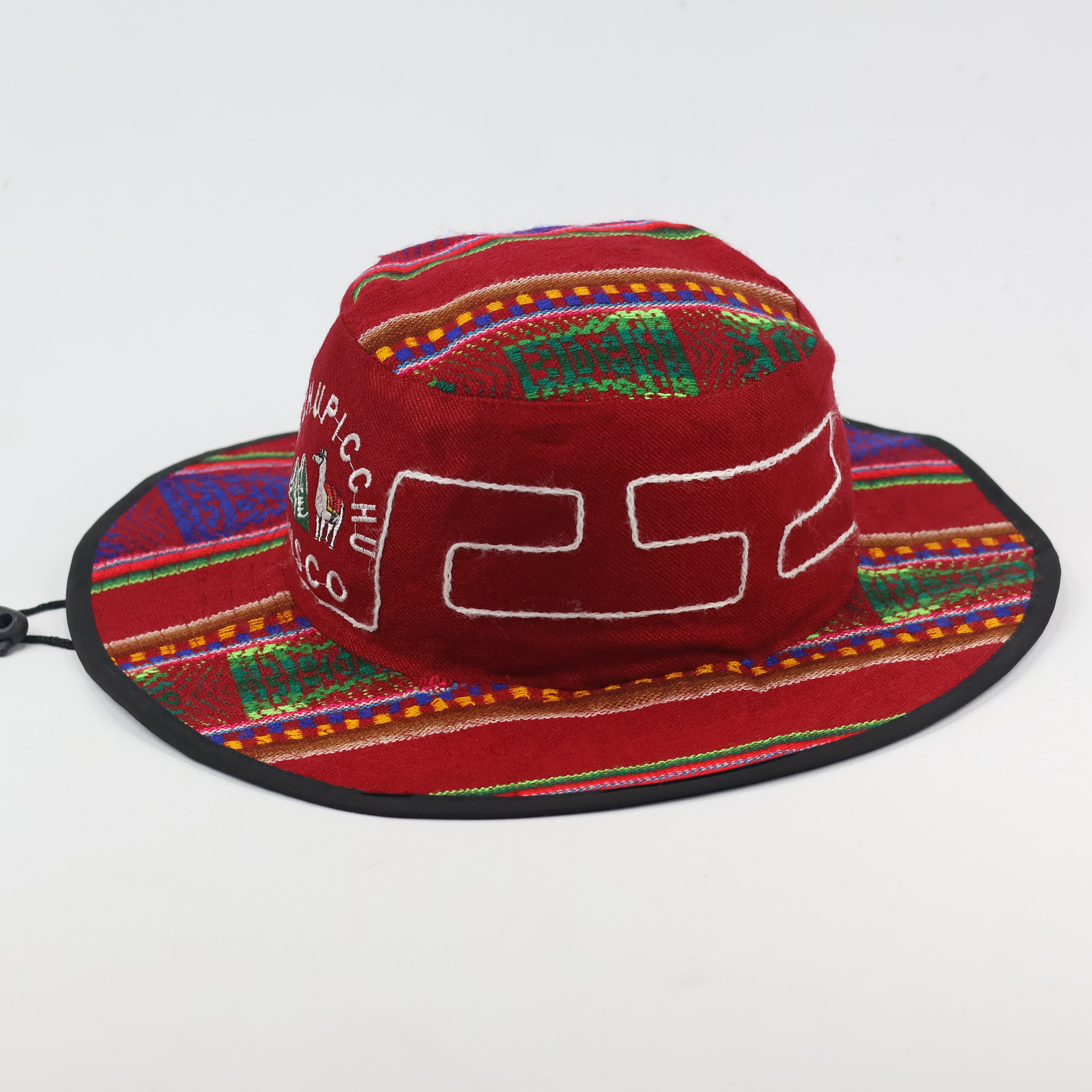 Andean Pattern Machu Picchu Sun Hat – Red Boho Waterproof Bucket Hat