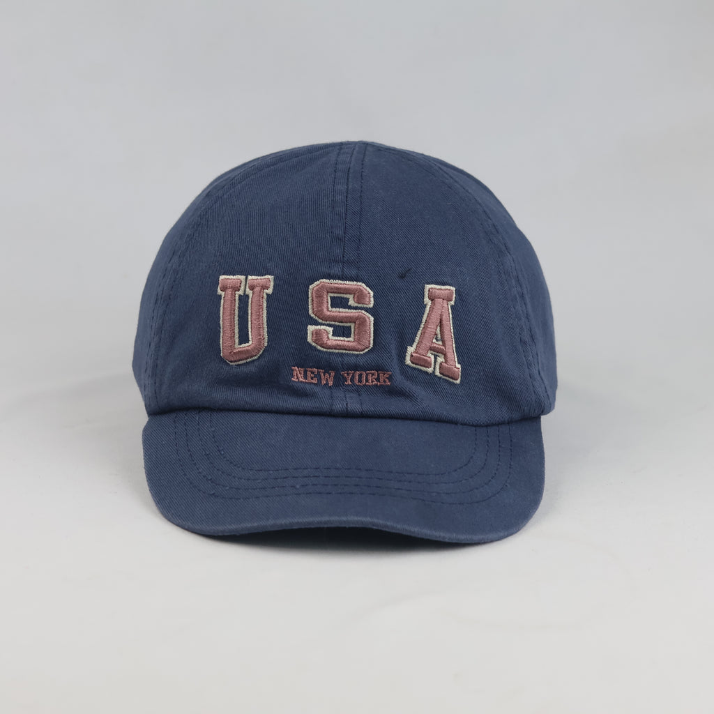 Thrifted Zara Cotton Blue Baseball Cap with US Flag (54-56cm) | 10526