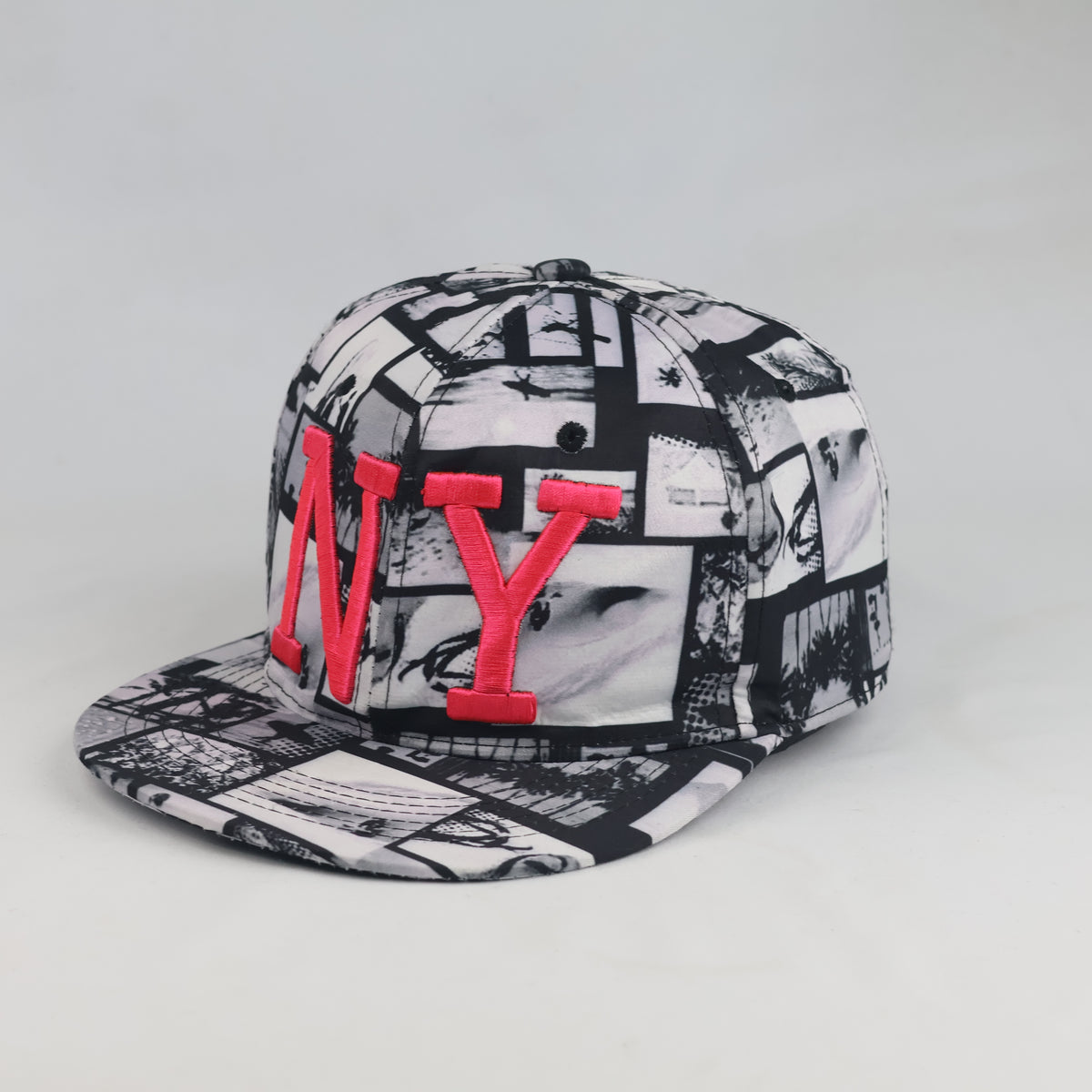 Thrifted Graphic Black & White NY Flat Brim Cap (58cm) | 10556