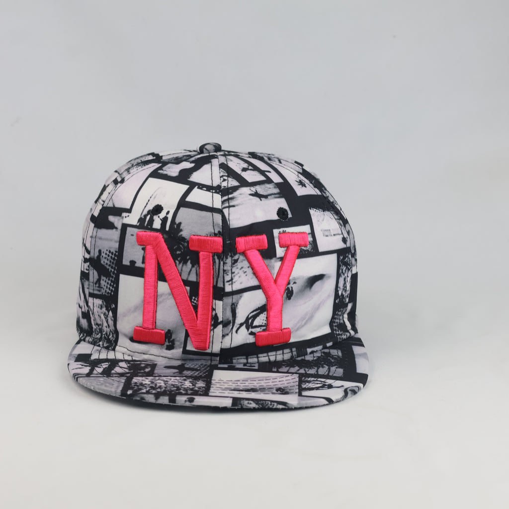 Thrifted Graphic Black & White NY Flat Brim Cap (58cm) | 10556