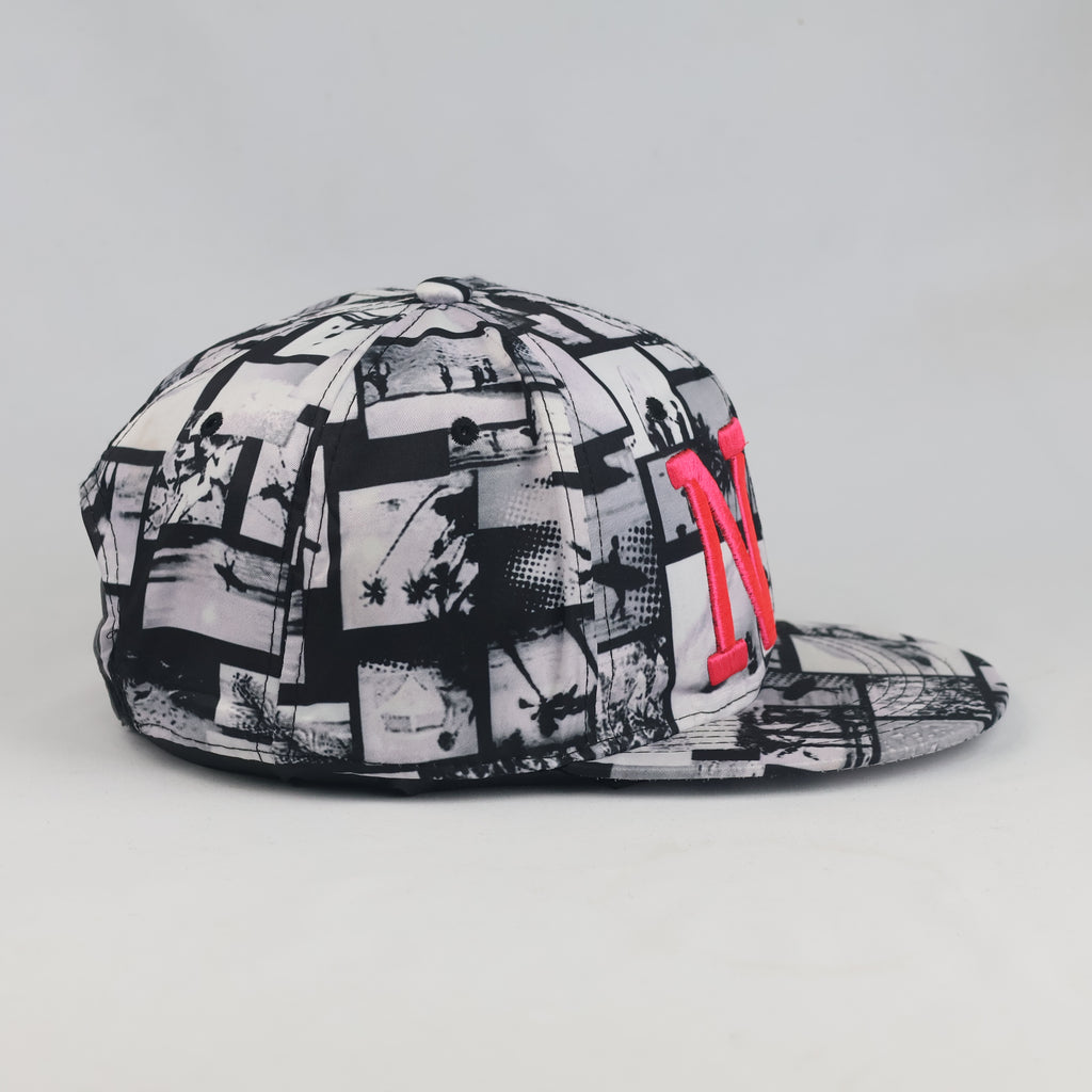 Thrifted Graphic Black & White NY Flat Brim Cap (58cm) | 10556