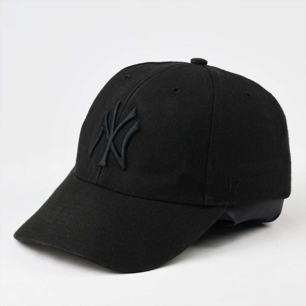 Thrifted NY Yankees '47 Clean Up Cap | Matte Black Embroidered