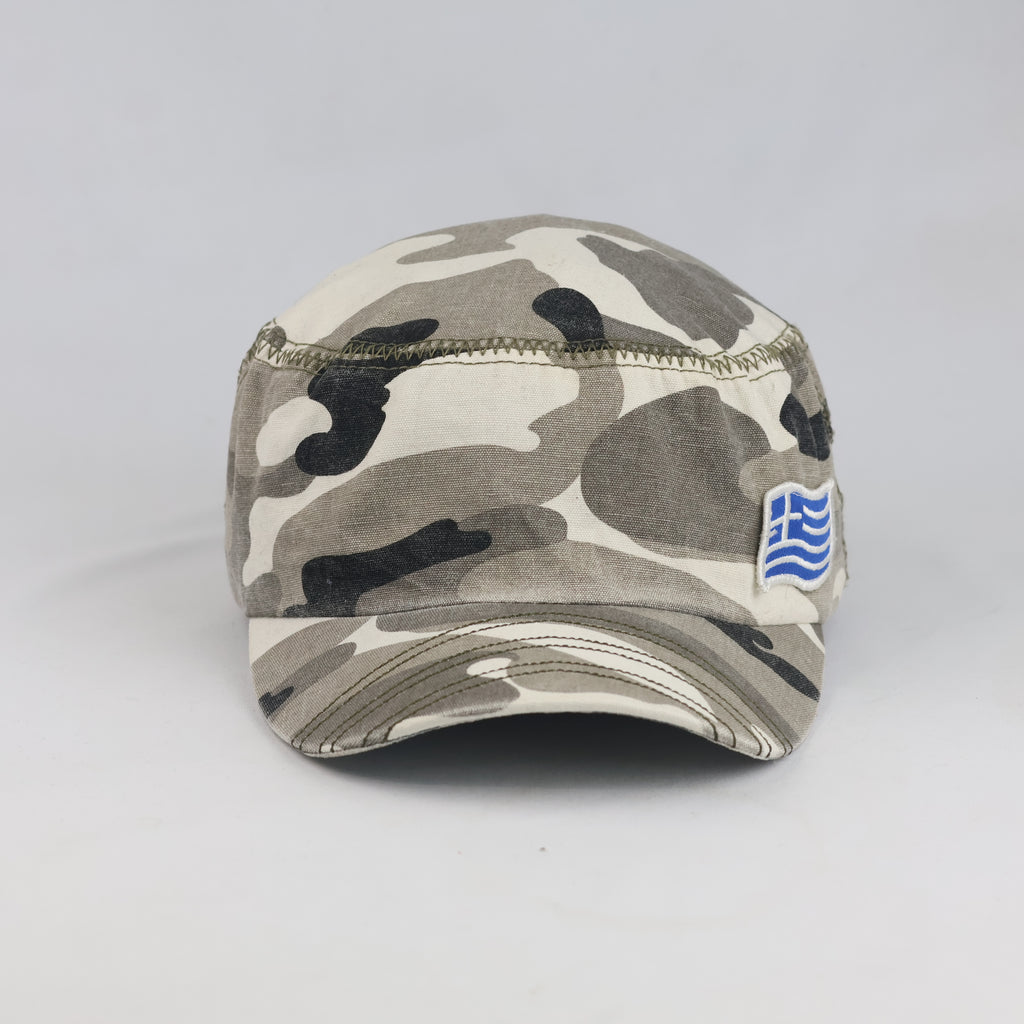 Thrifted Grey Camouflage Greek Flag Cadet Cap (57cm) | 10535