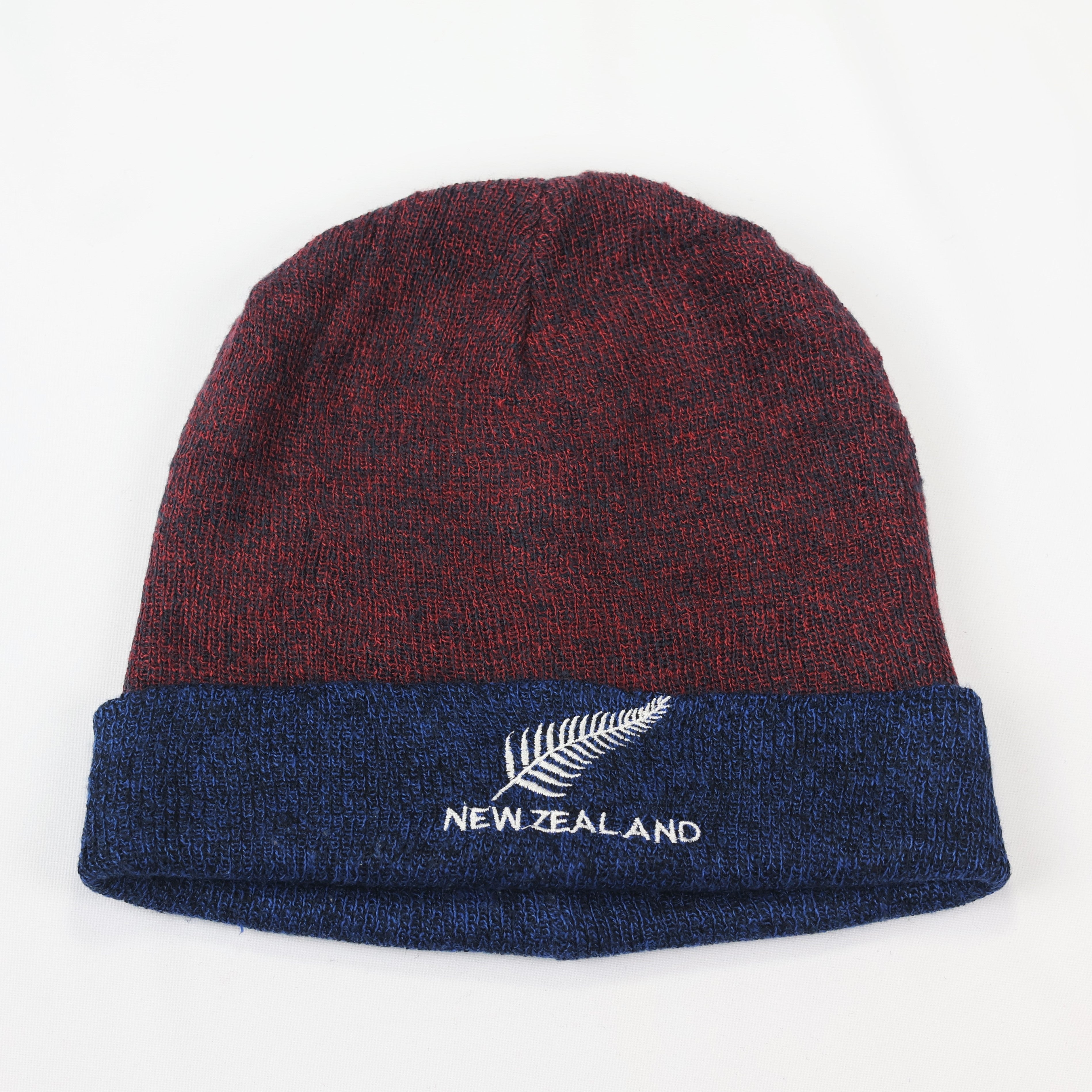 New Zealand "Silver Fern" Beanie | Cricket & Rugby Fan Winter Hat | Navy & Burgundy