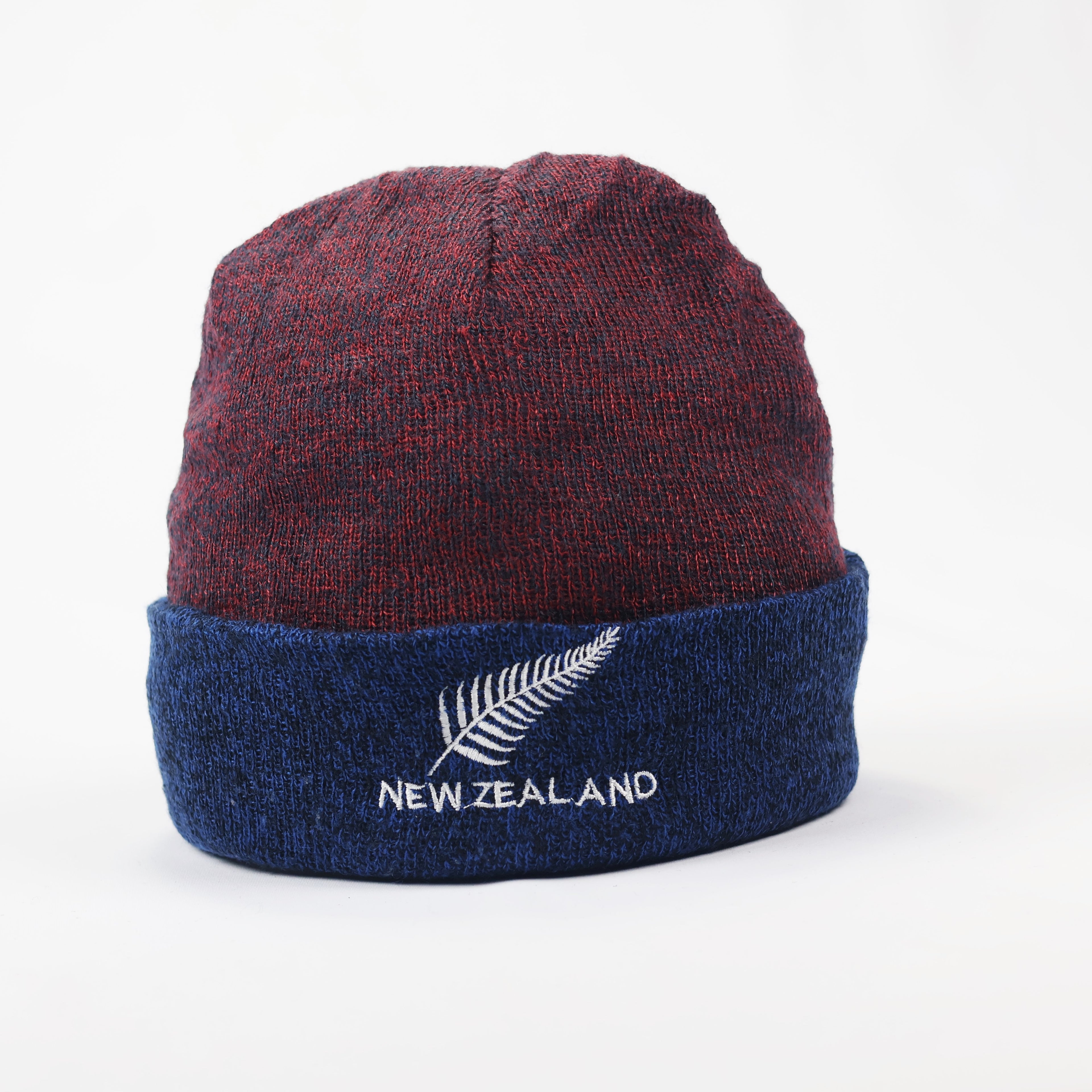 New Zealand "Silver Fern" Beanie | Cricket & Rugby Fan Winter Hat | Navy & Burgundy