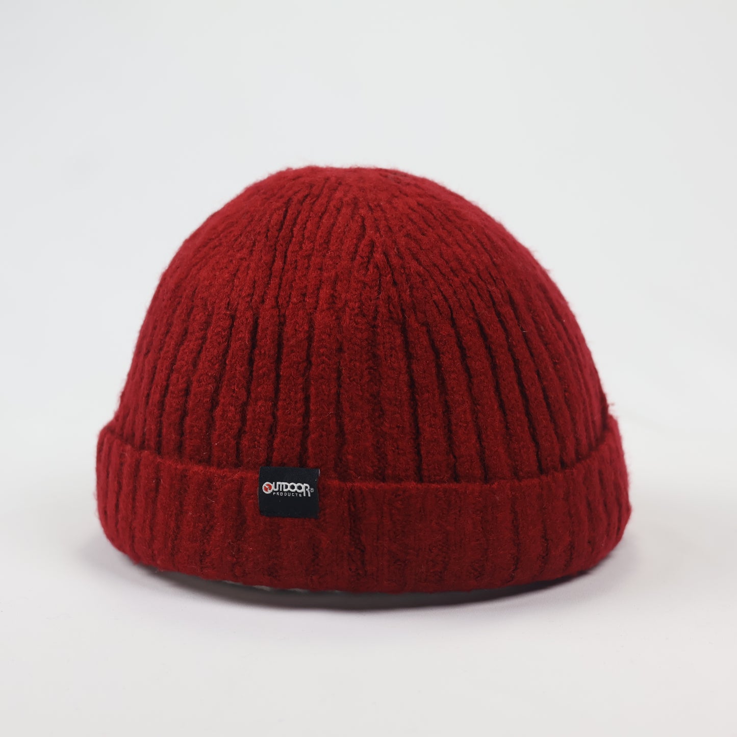 Vintage Style Short Beanie | Outdoor Products 1973 | Burgundy Red Knit